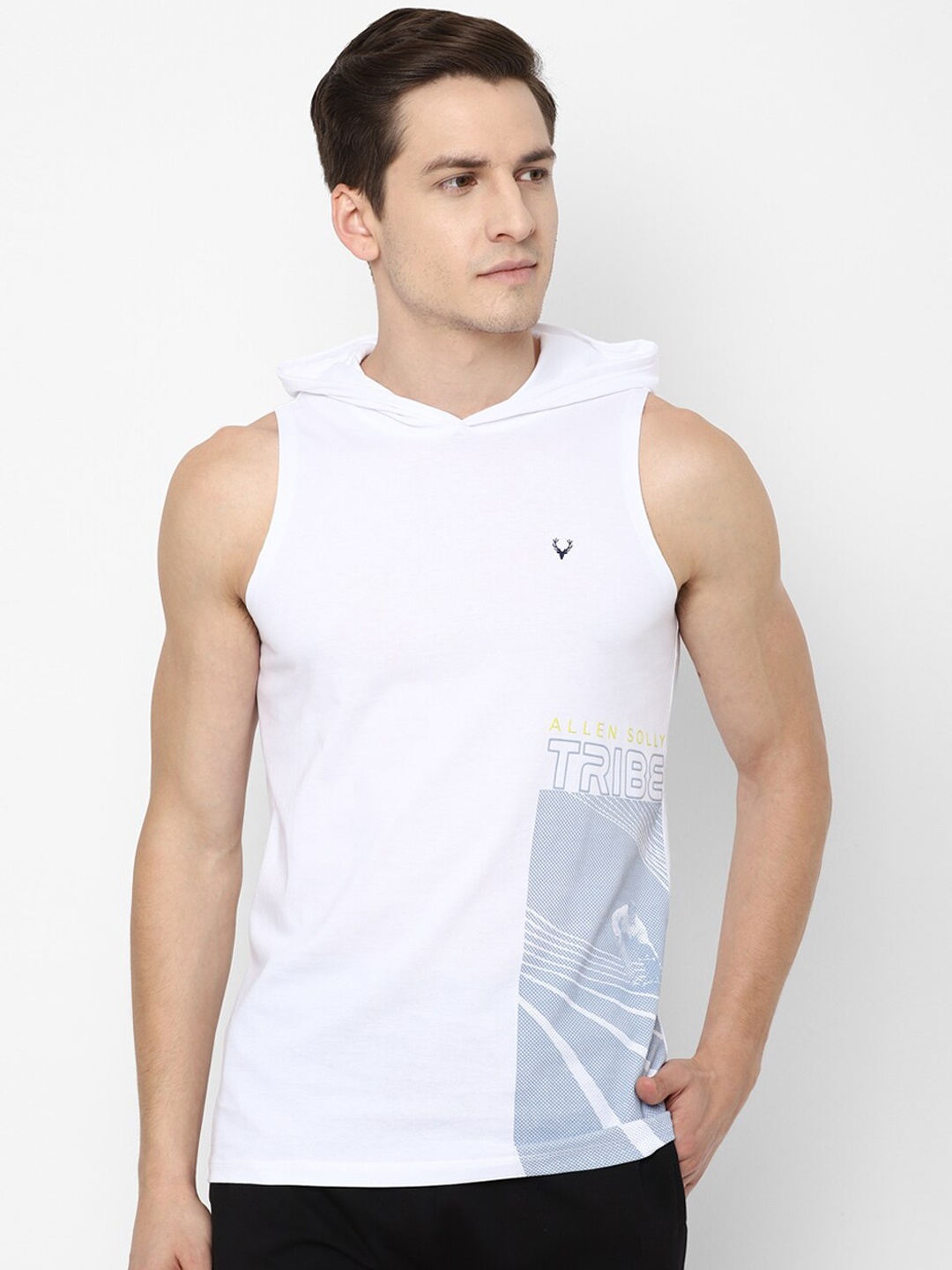

Allen Solly Tribe Men White Printed Hooded Pure Cotton Innerwear Vests