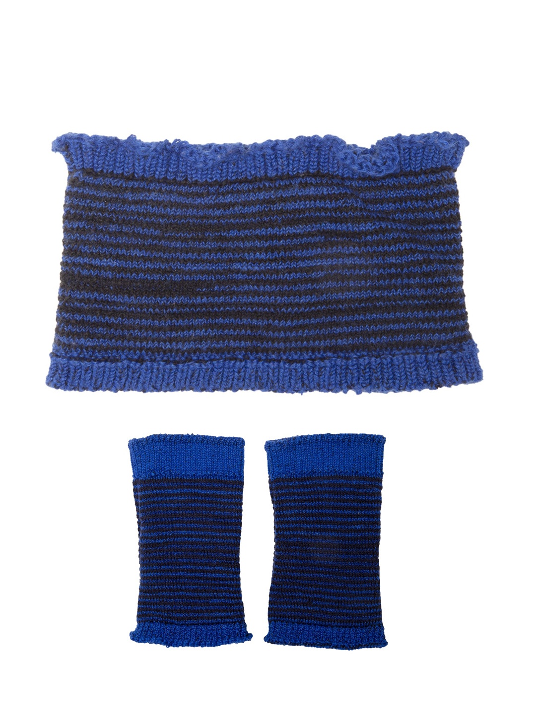 

Bharatasya Unisex Sports Blue & Black Cotton Headband & Gloves