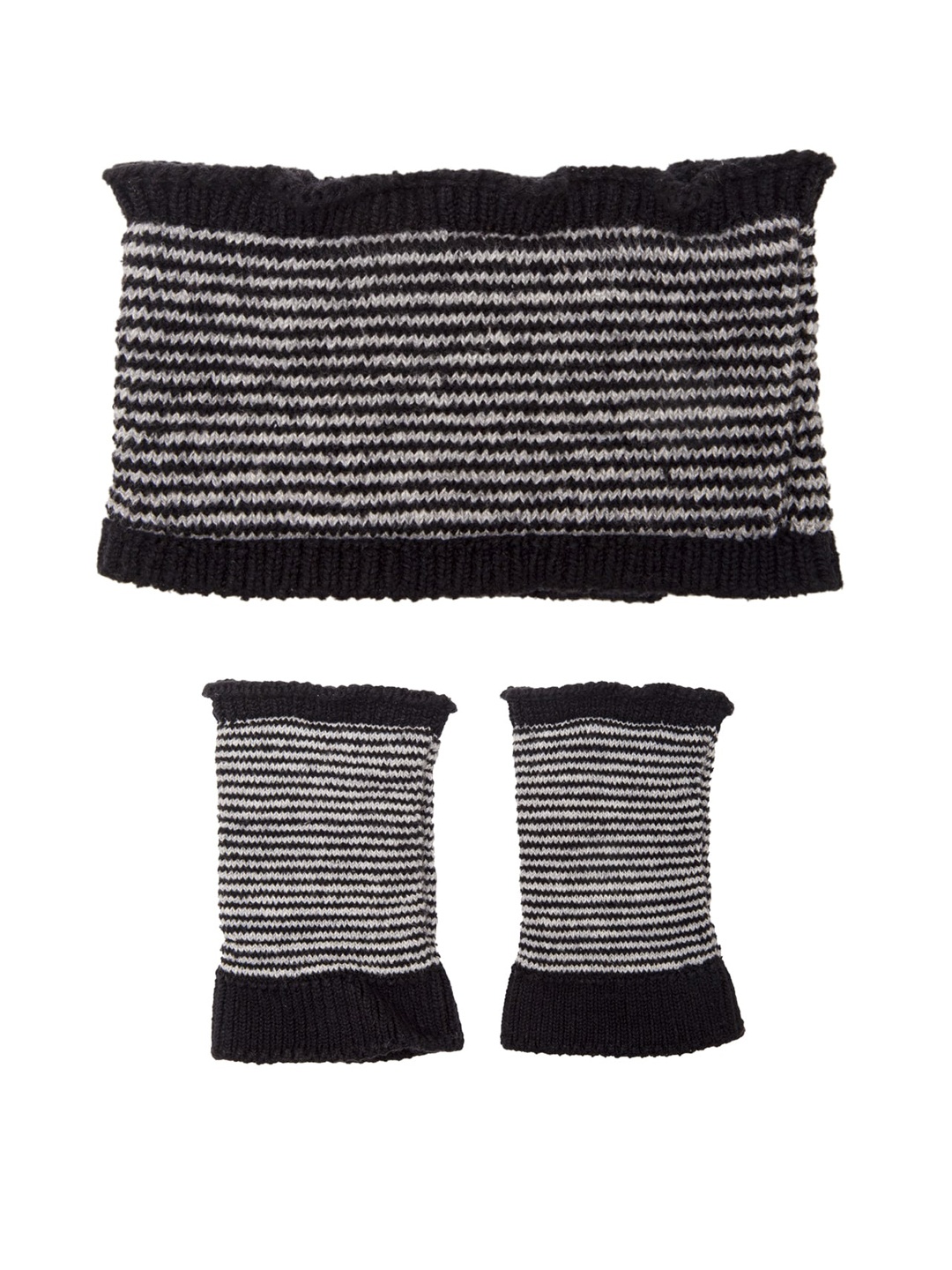 

Bharatasya Unisex Black & White Striped Cotton Headband With Gloves