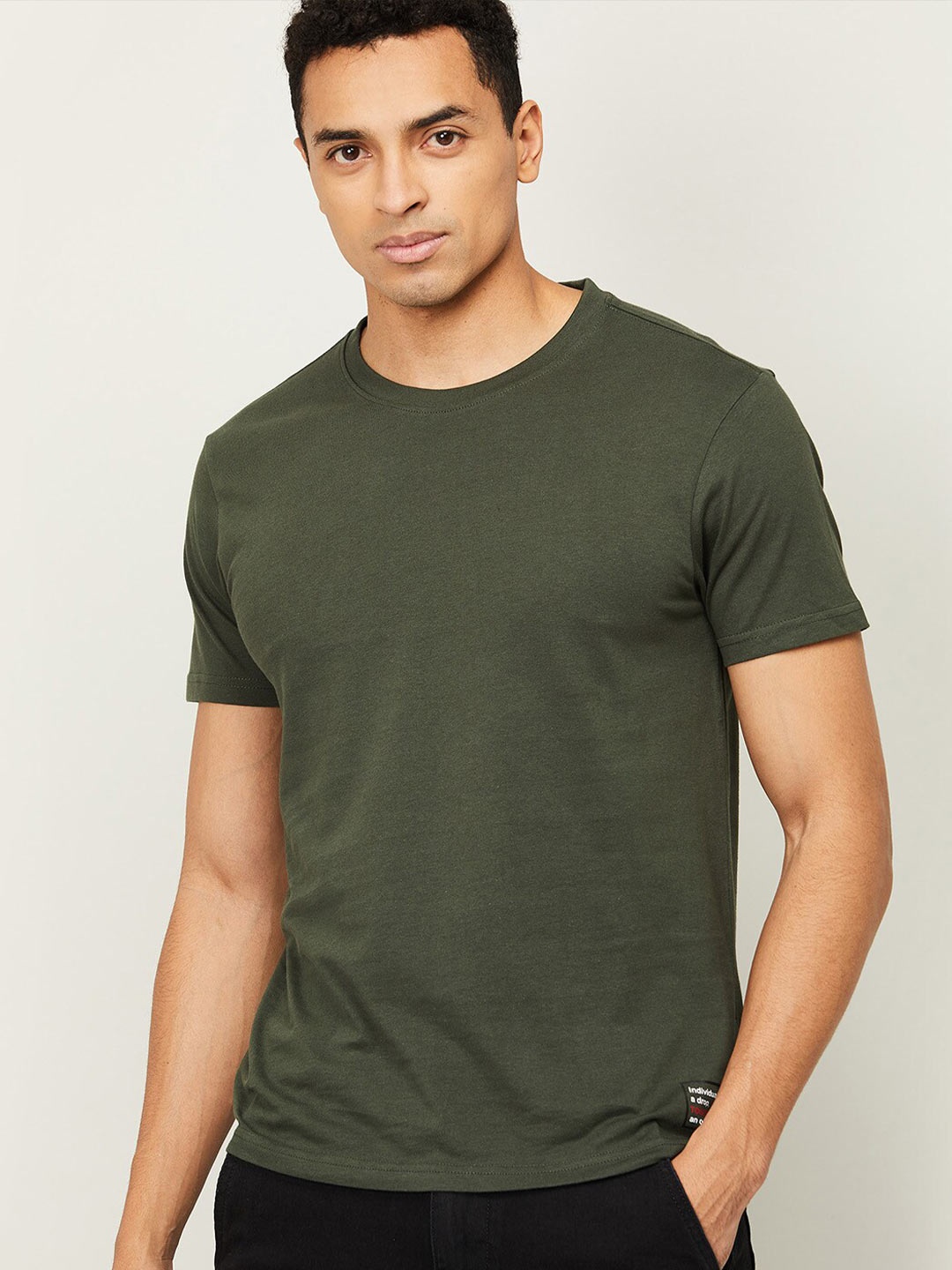 

Fame Forever by Lifestyle Men Olive Green Cotton T-shirt