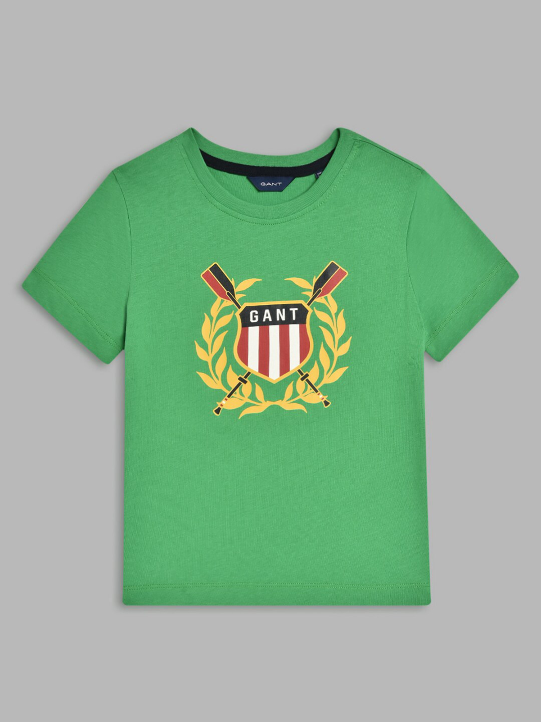 

GANT Boys Green & Gold-Toned Brand Logo Printed Organic Cotton T-shirt