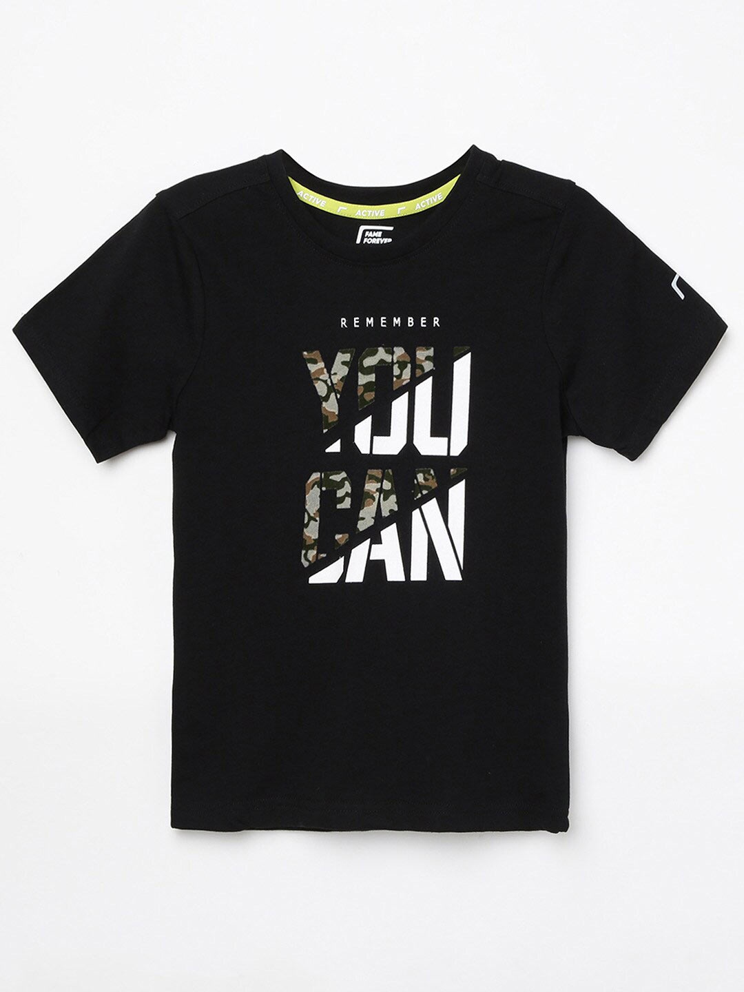 

Fame Forever by Lifestyle Boys Black Typography Printed T-shirt