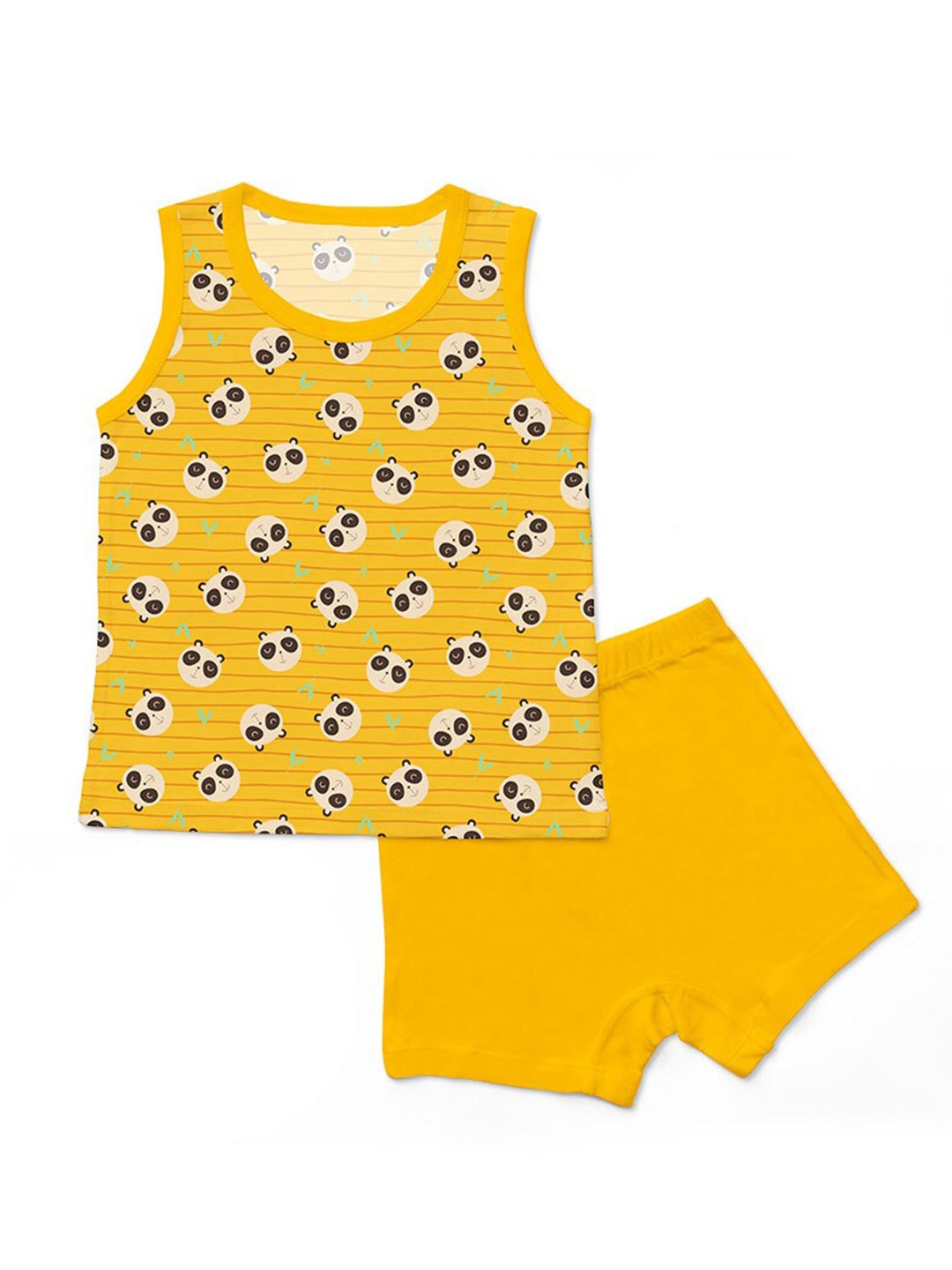 

SuperBottoms Kids Yellow Printed Sustainable T-shirt with Shorts