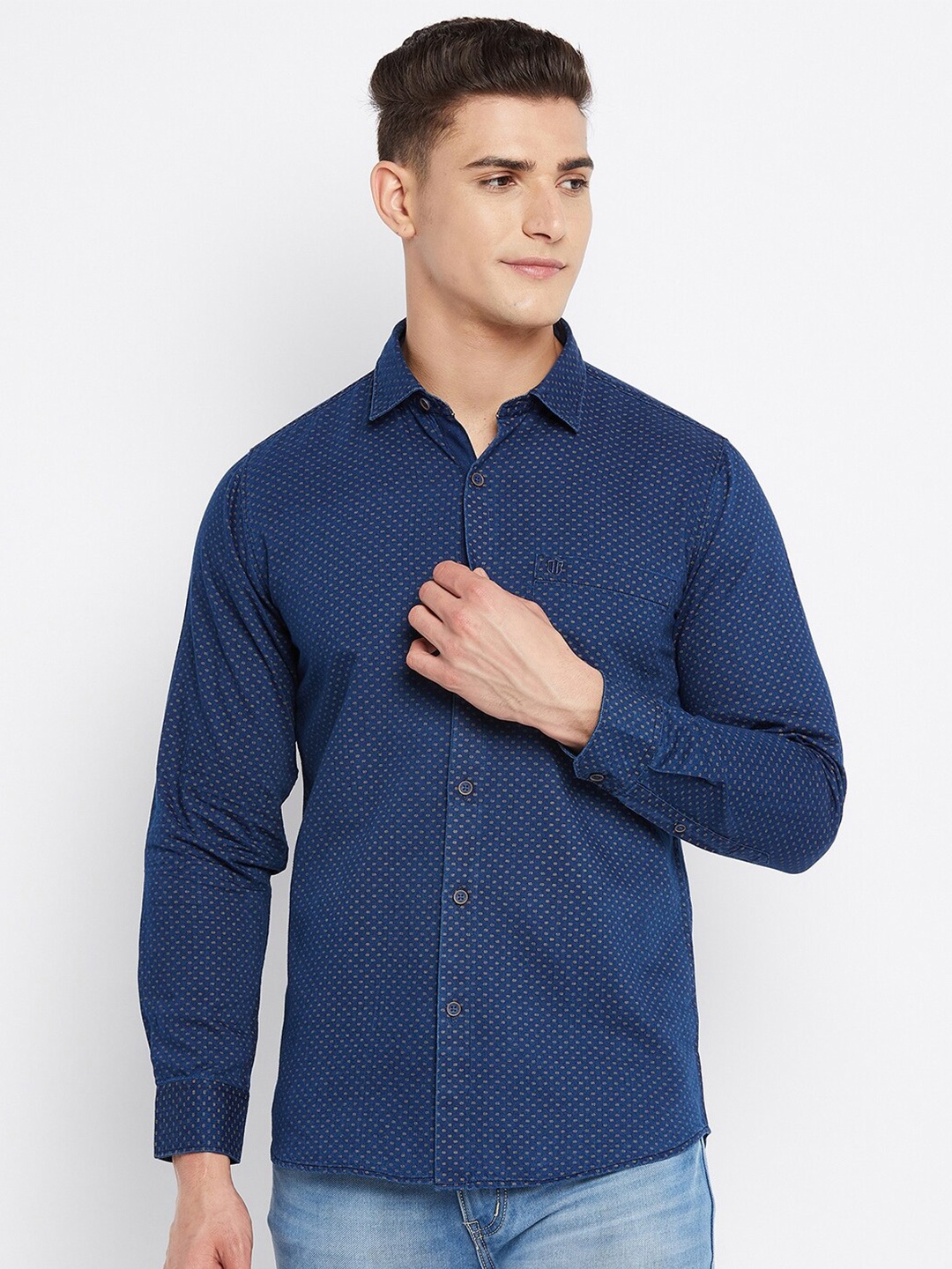 

Duke Men Blue Slim Fit Printed Casual Shirt