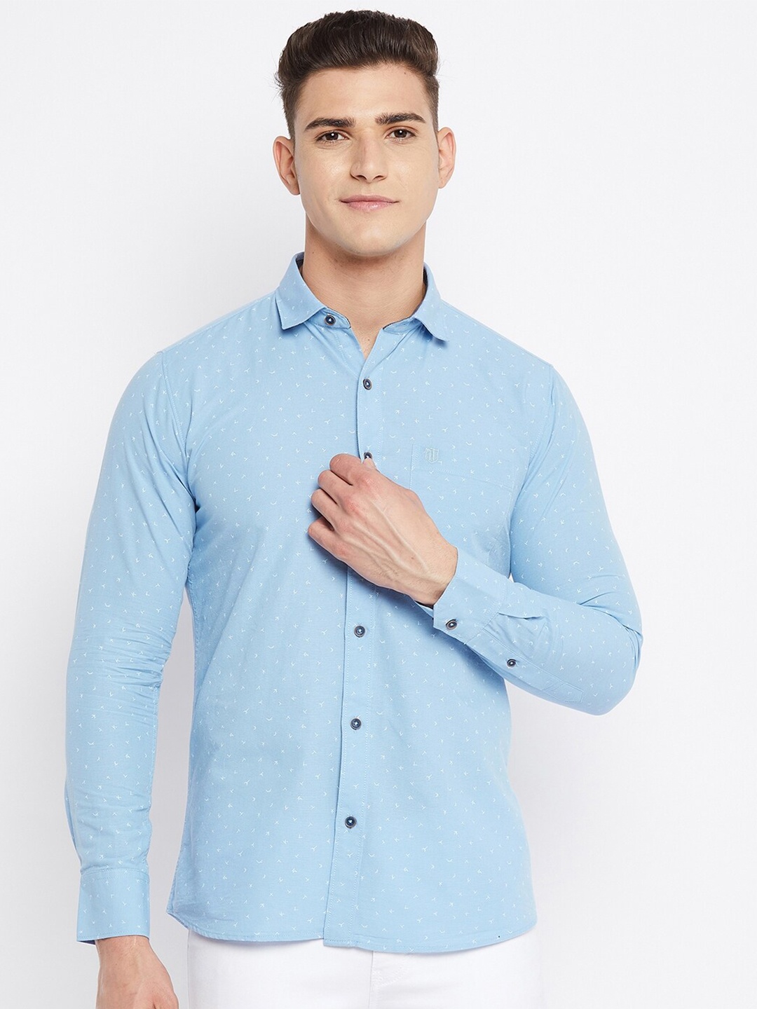 

Duke Men Blue Slim Fit Printed Cotton Casual Shirt