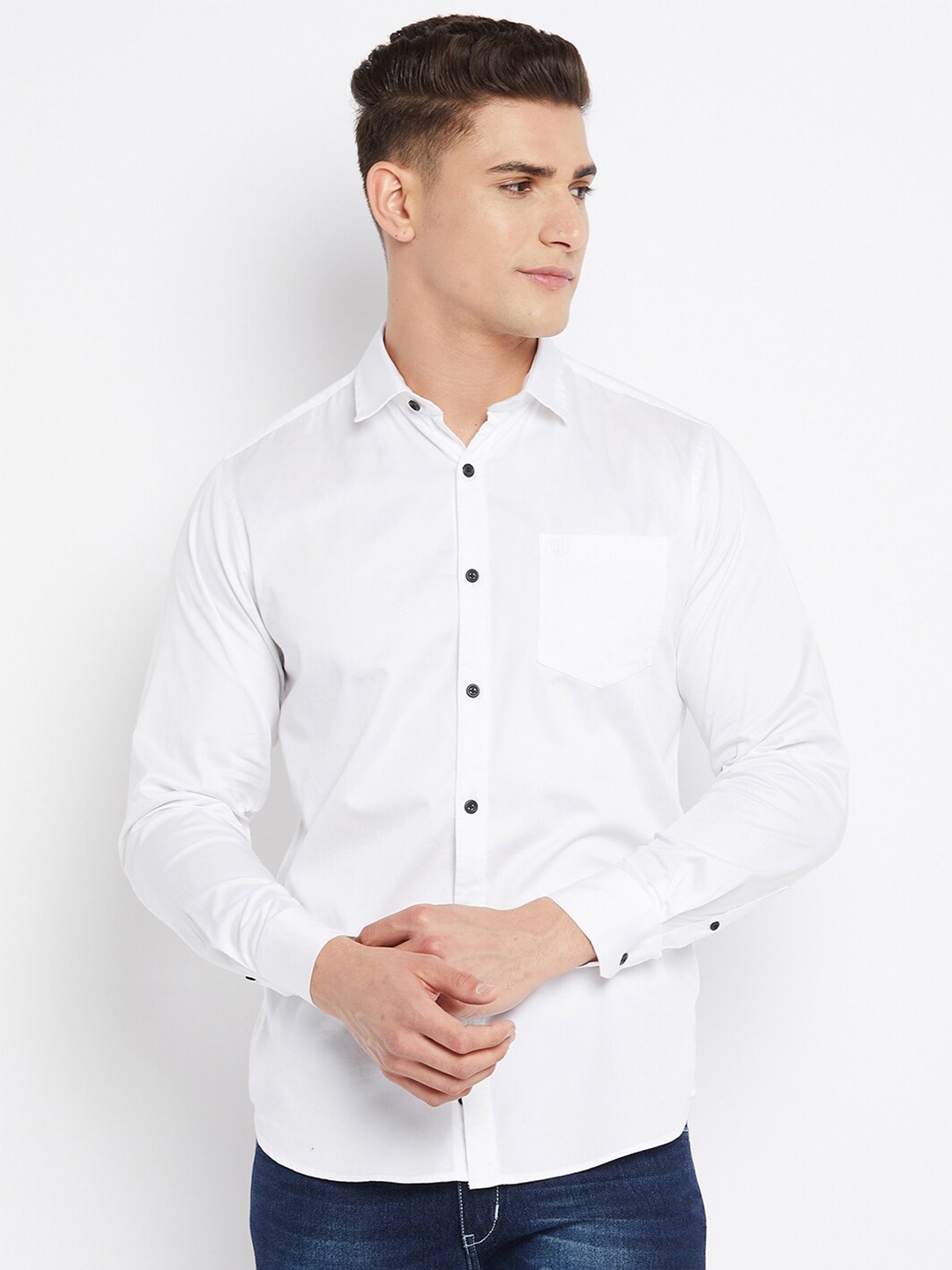 

Duke Men White Slim Fit Cotton Formal Shirt