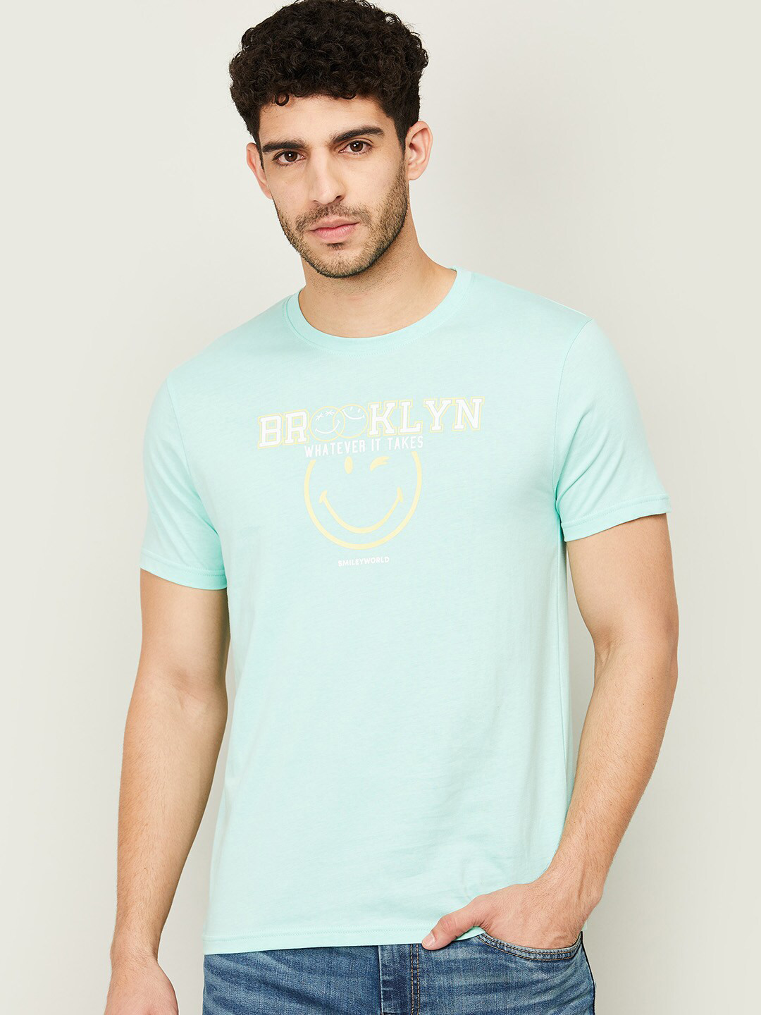 

SmileyWorld Men Green Typography Printed T-shirt