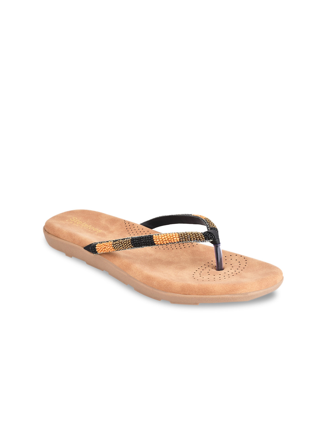 

Stelatoes Women Black Embellished Open Toe Flats