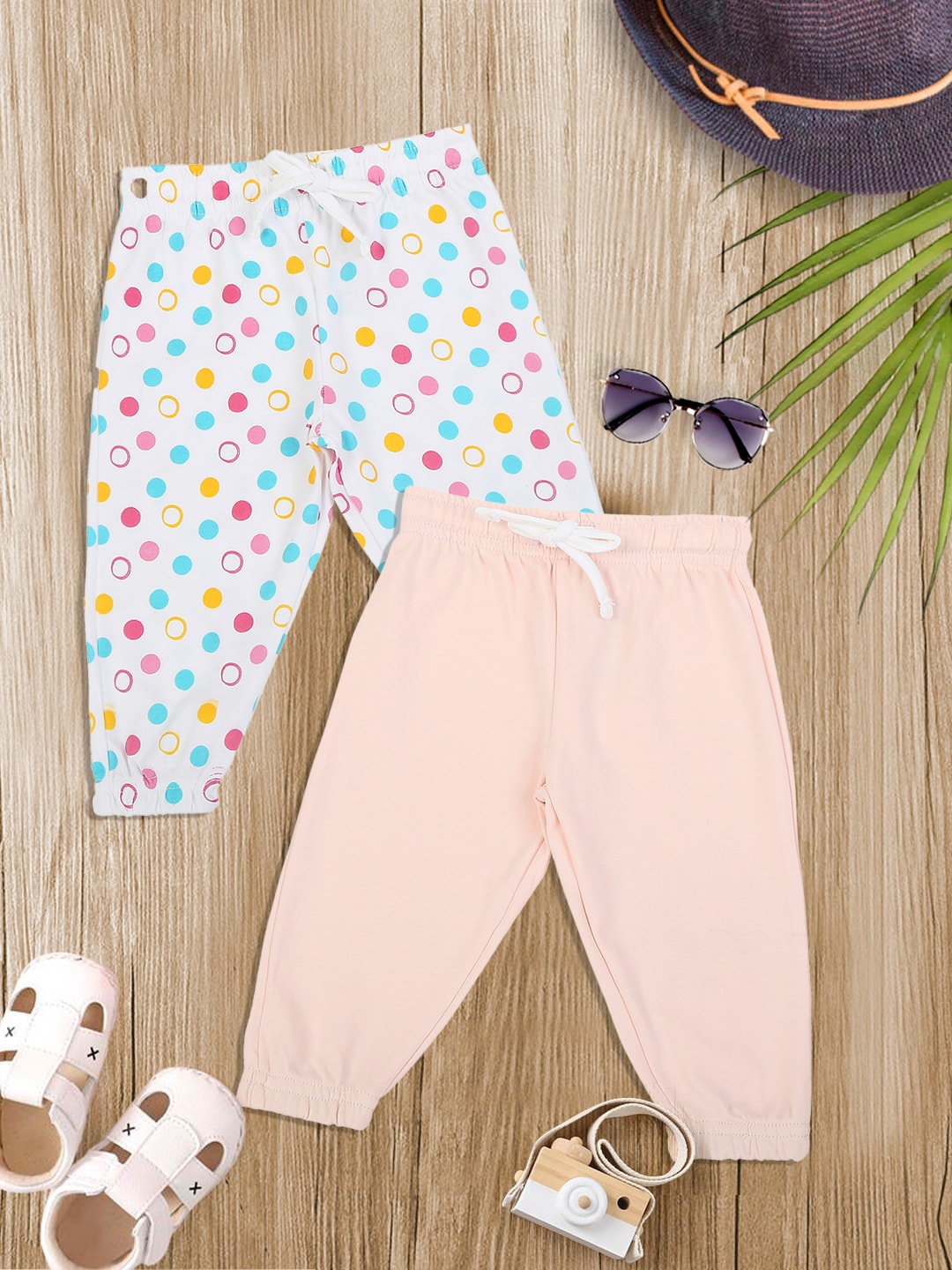 

MeeMee Infant Girls Pack Of 2 Cotton Joggers, White