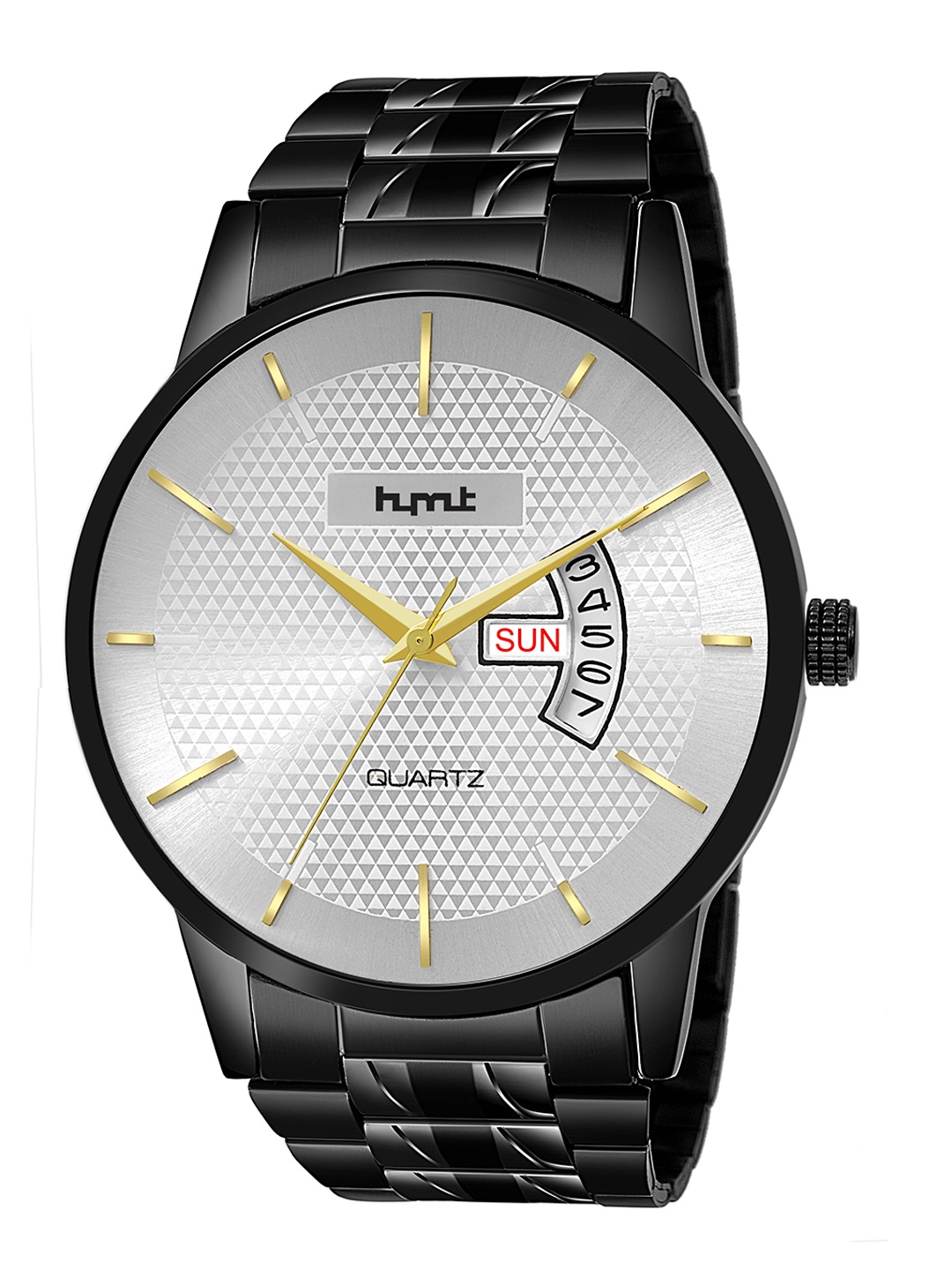 

HYMT Men White Dial & Black Stainless Steel Bracelet Style Straps Analogue Watch HMTY-7041
