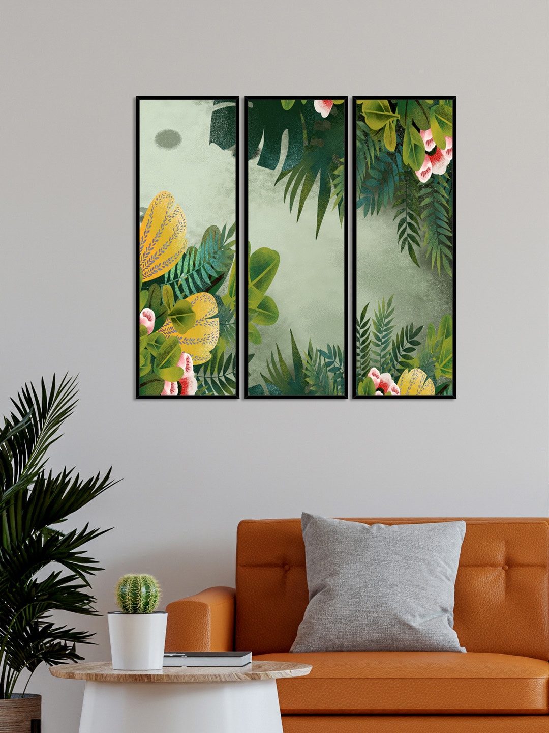 

999Store Set Of 3 Blooming Flower Framed Wall Art Paintings, Green