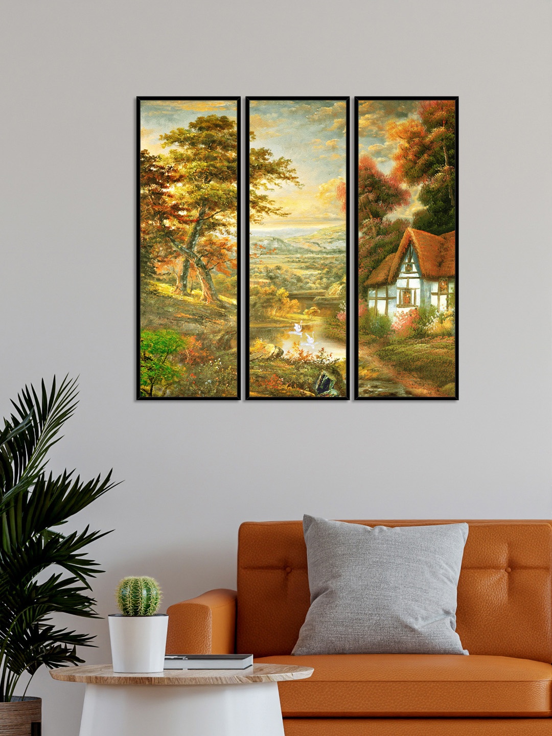 

999Store Set of 3 Green Beautiful Nature Canvas Wall Art, Yellow