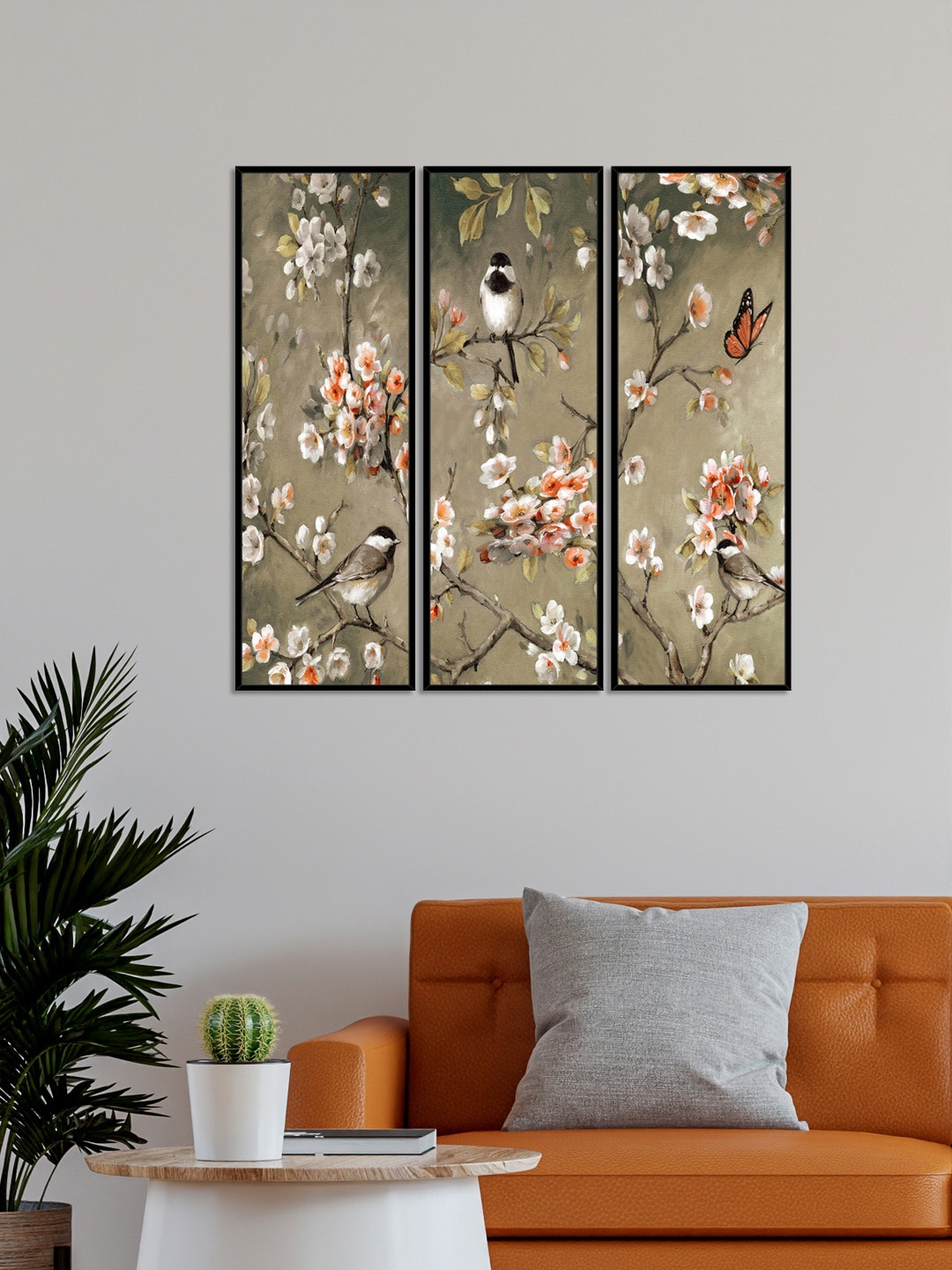 

999Store Set Of 3 Framed Wall Art Paintings, Brown