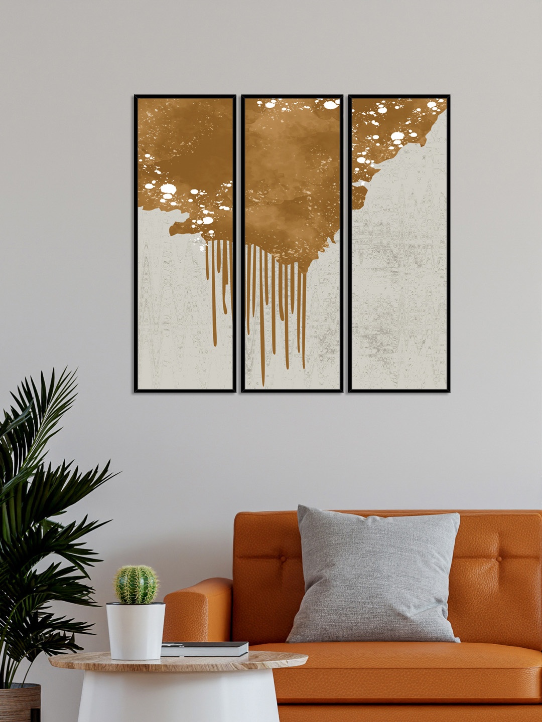 

999Store Set Of 3 Abstract Painting Framed Wall Art, Grey