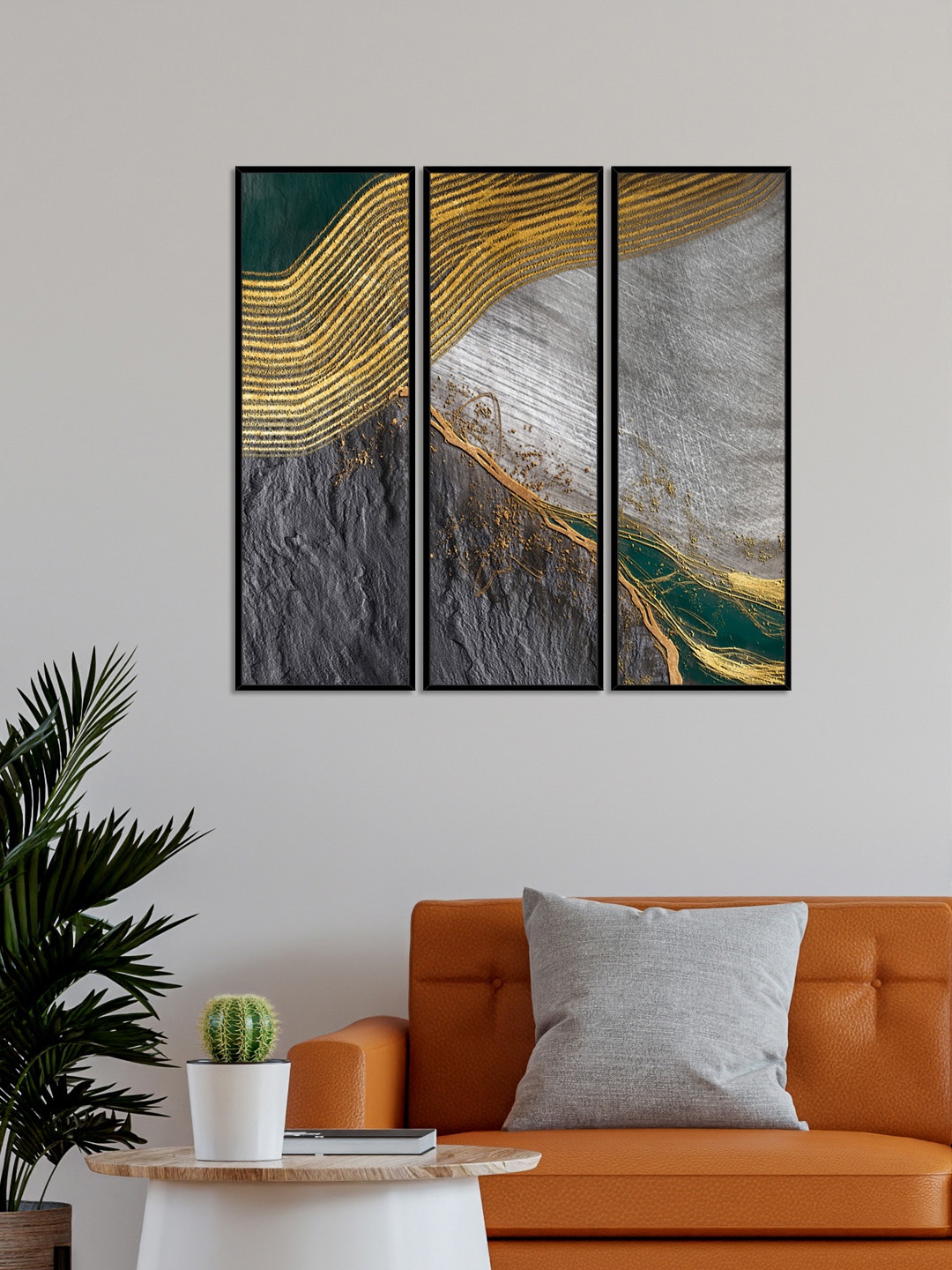 

999Store Set of 3 Multi-Coloured Modern Abstract Printed Framed Wall Art