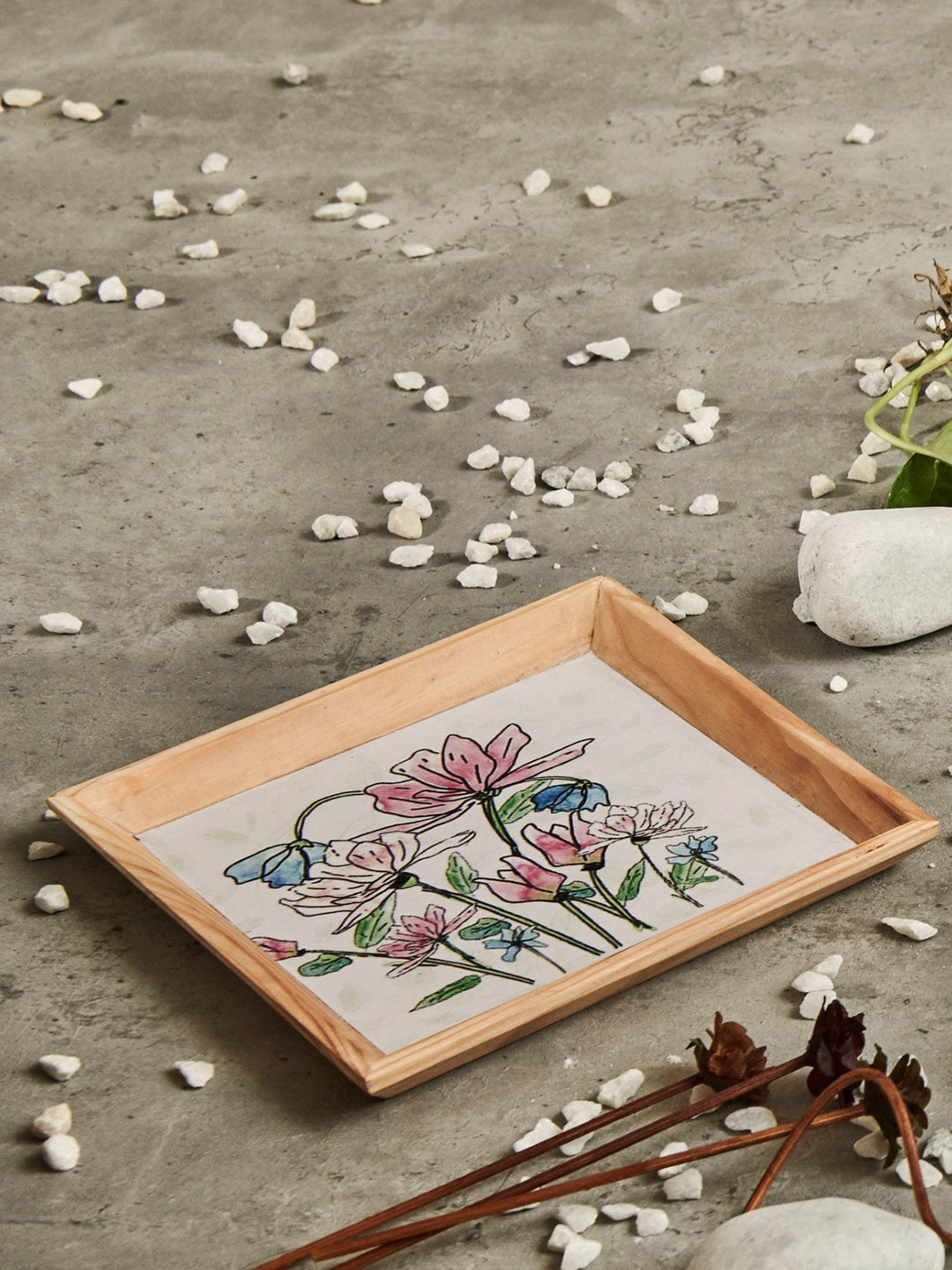 

A Tiny Mistake White & Pink Printed Square Serving Tray