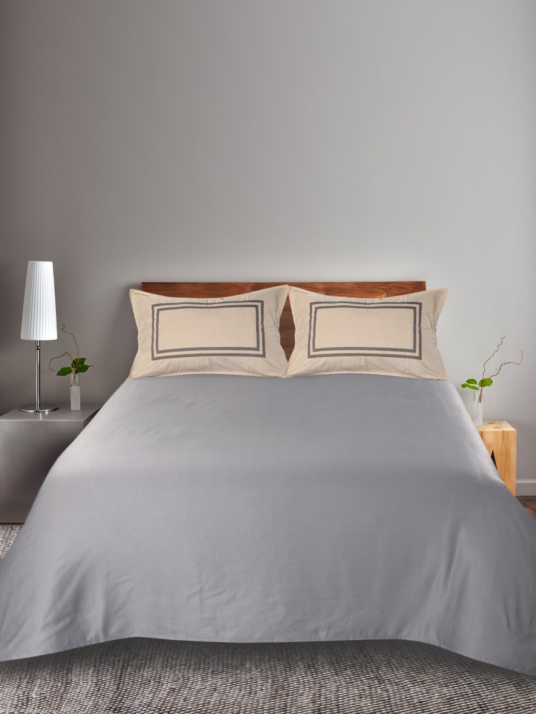 

Saral Home Grey & Beige 160 TC Queen Bedsheet with 2 Pillow Covers