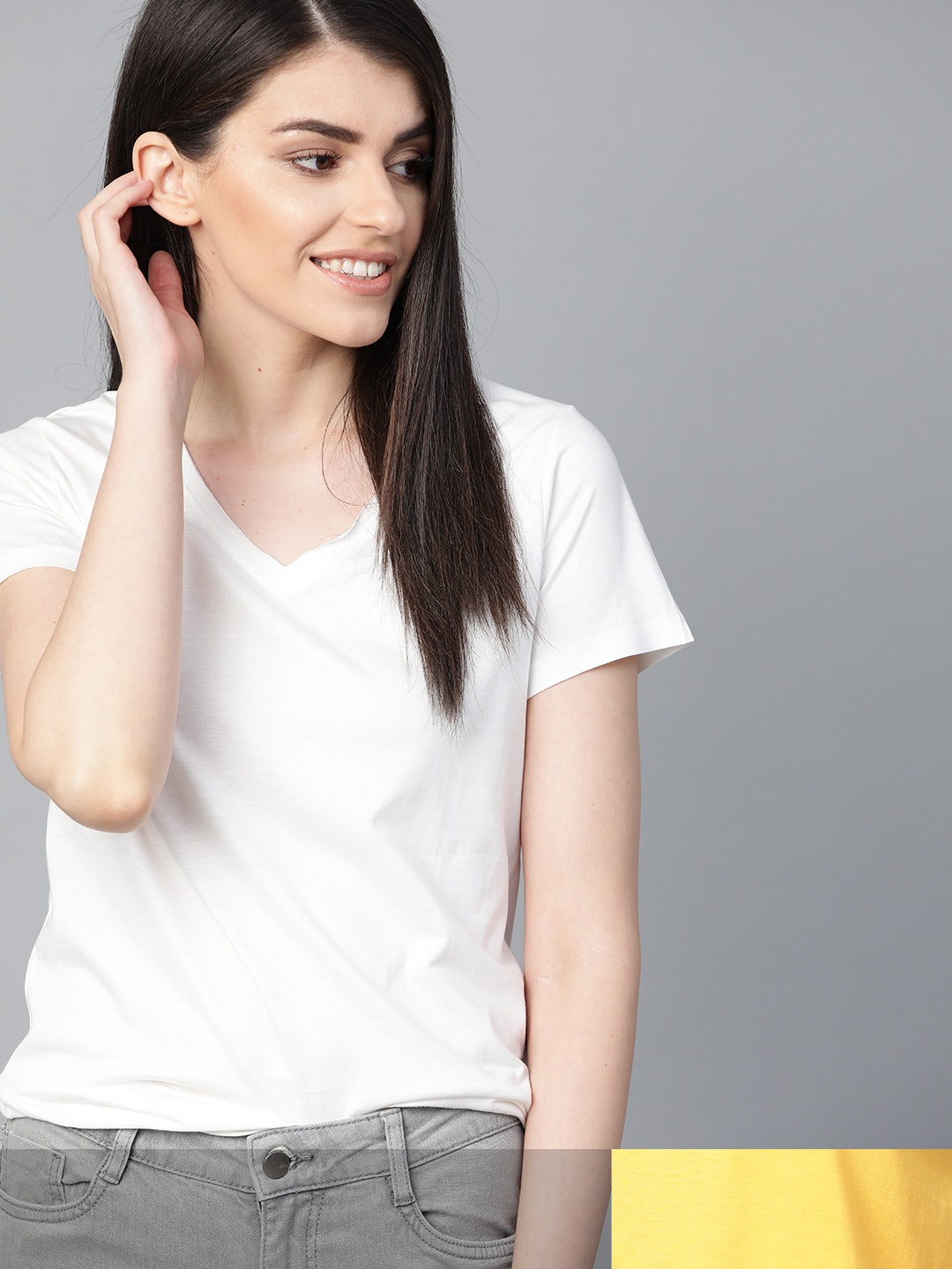 

Mast & Harbour Women Pack of 2 Solid T-shirt, White