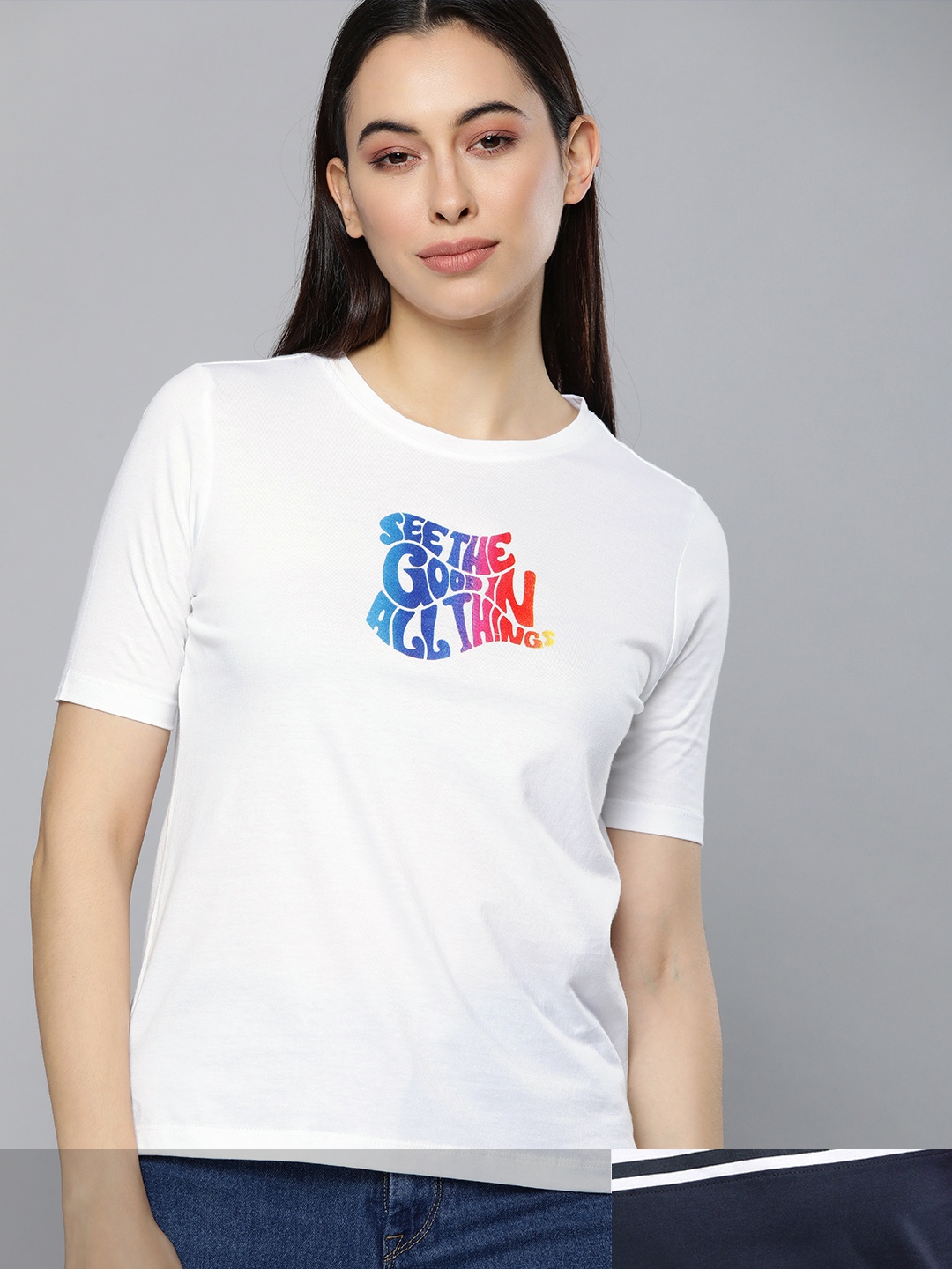 

Mast & Harbour Women Pack of 2 Printed Tshirts, White