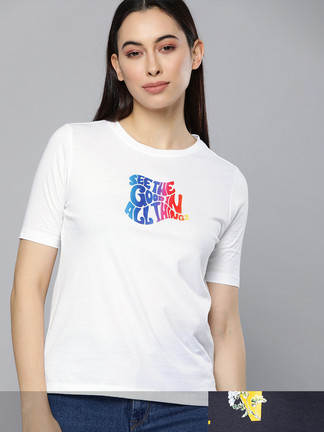 

Mast & Harbour Women Pack of 2 Printed Tshirts, White