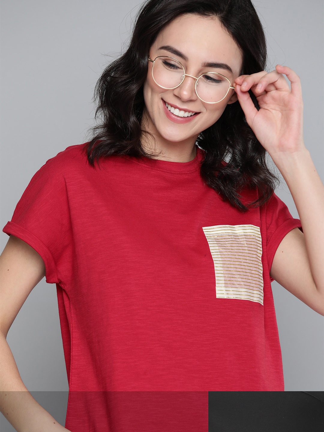 

Mast & Harbour Women Pack of 2 Solid Tshirts, Red