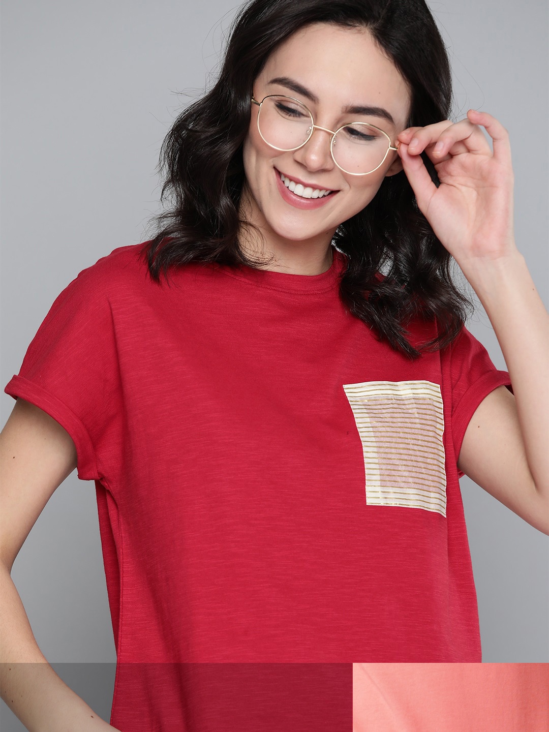 

Mast & Harbour Women Pack of 2 Tshirts, Red