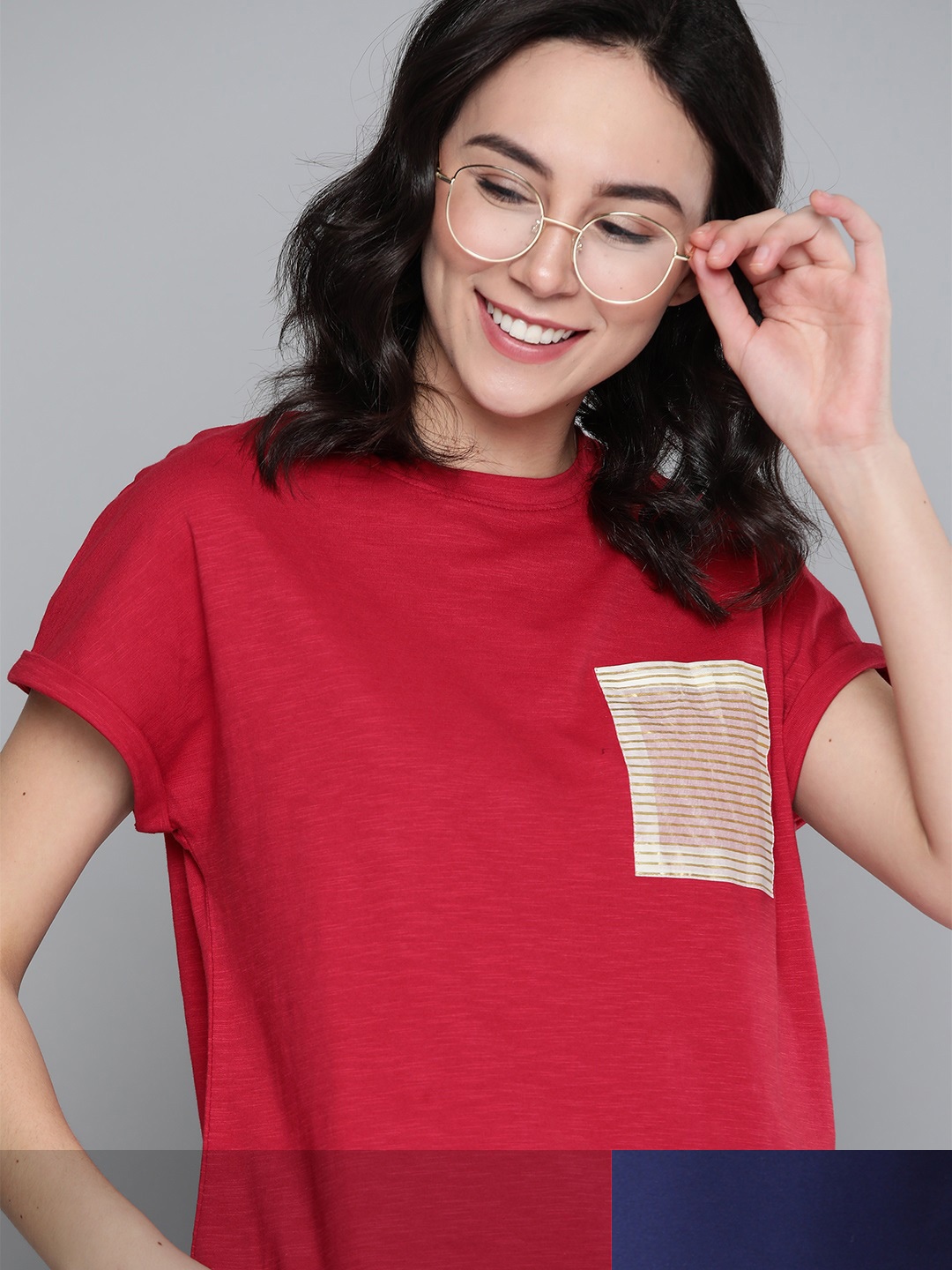 

Mast & Harbour Women Pack of 2 Solid Tshirts, Red