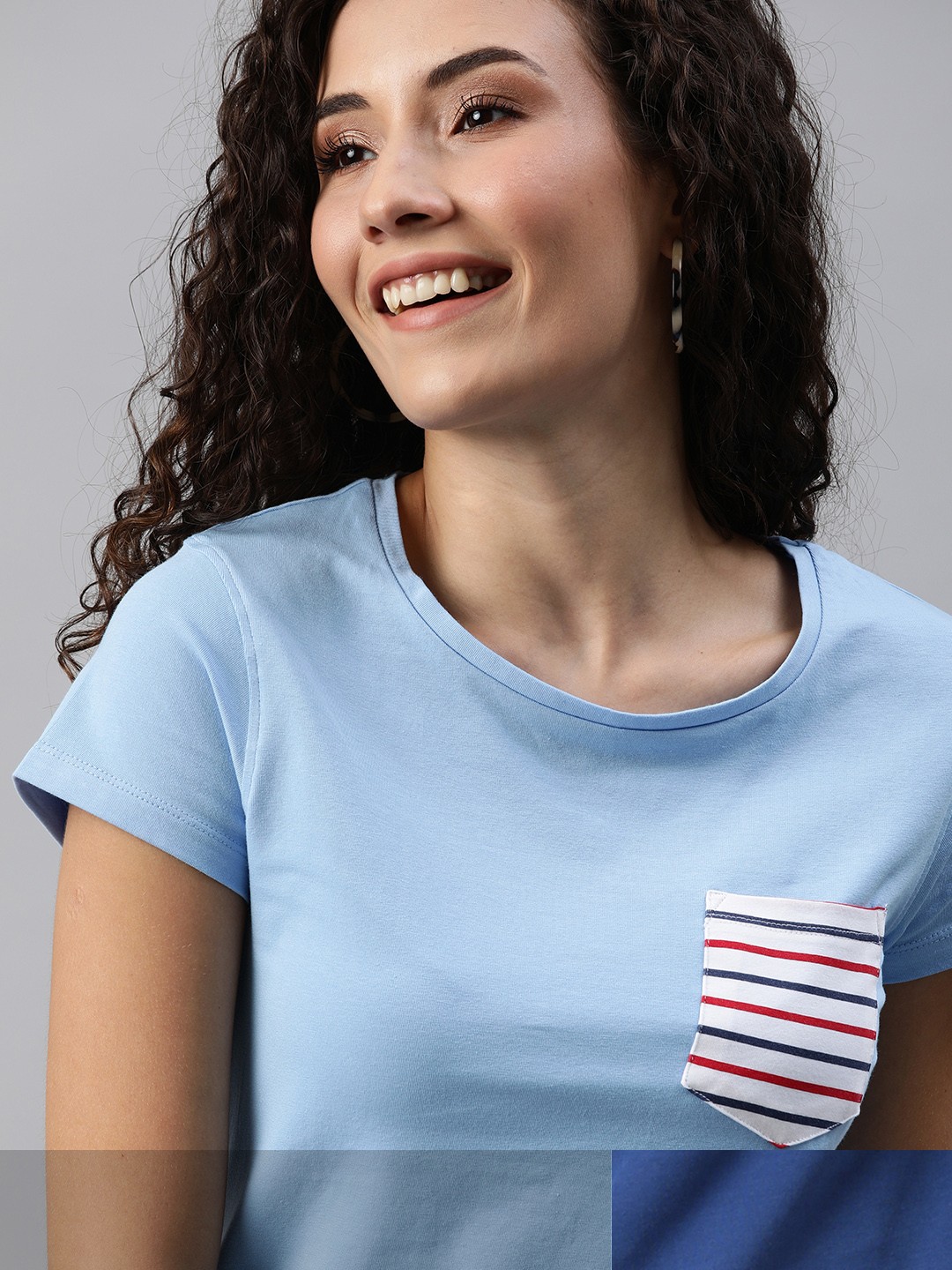 

Mast & Harbour Women Pack of 2 Solid tshirts, Blue