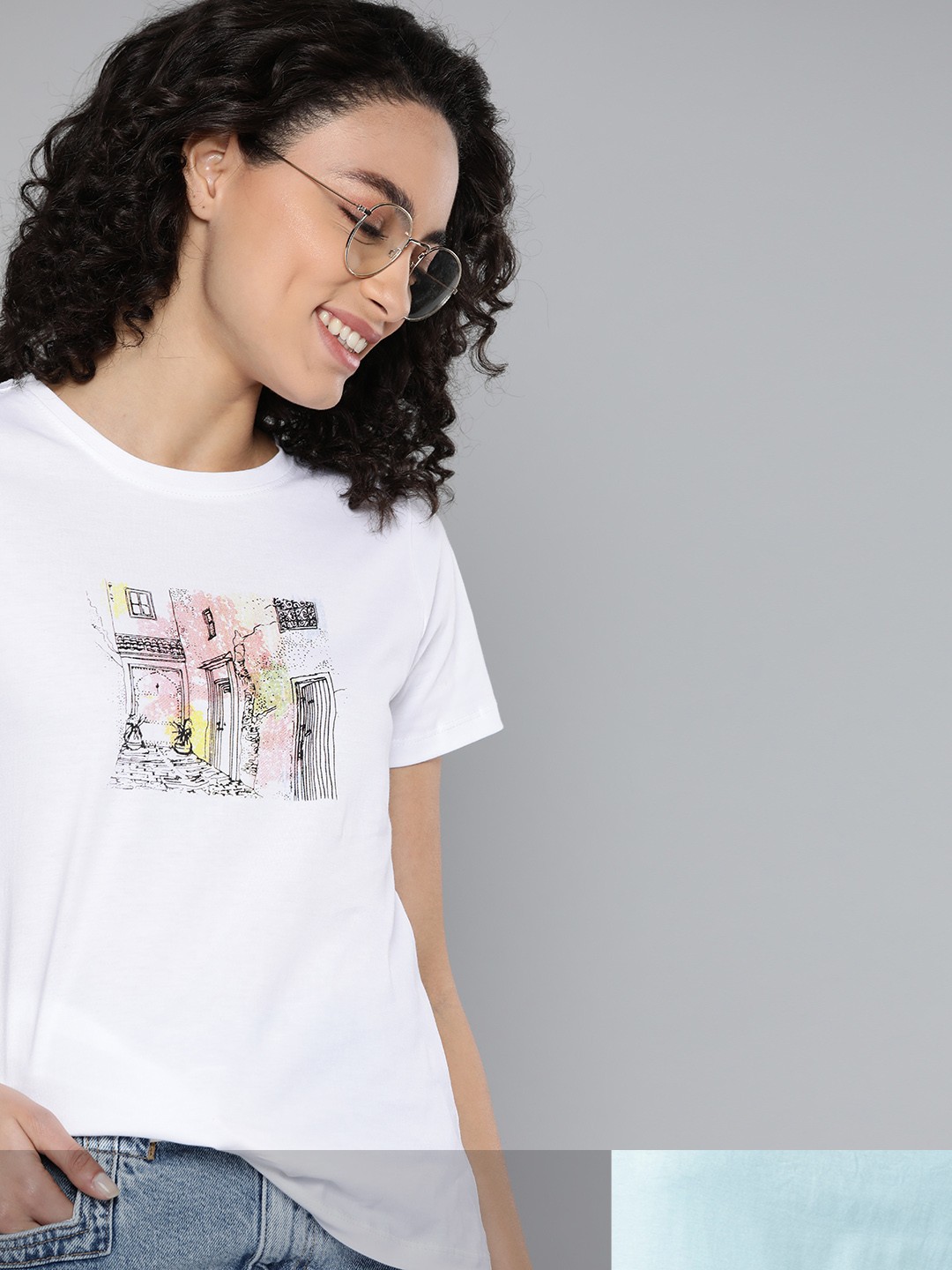 

Mast & Harbour Women Pack of 2 Pure Cotton Tshirts, White