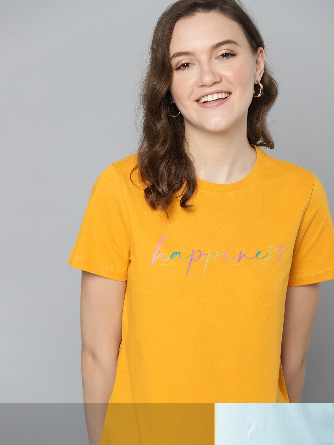 

Mast & Harbour Women Pack of 2 Pure Cotton Tshirts, Yellow