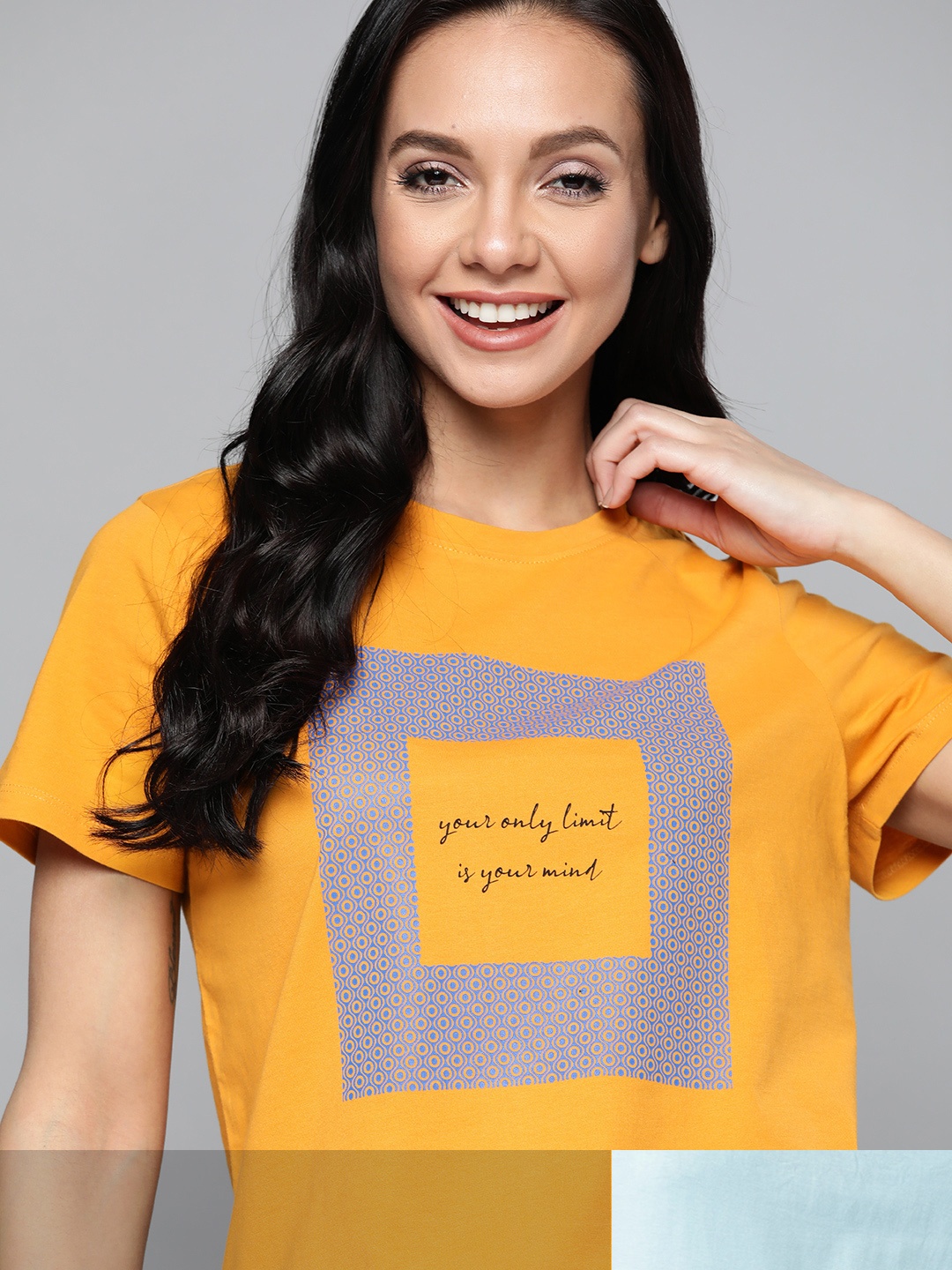 

Mast & Harbour Women Blue Typography 2 Printed Pure Cotton T-shirt