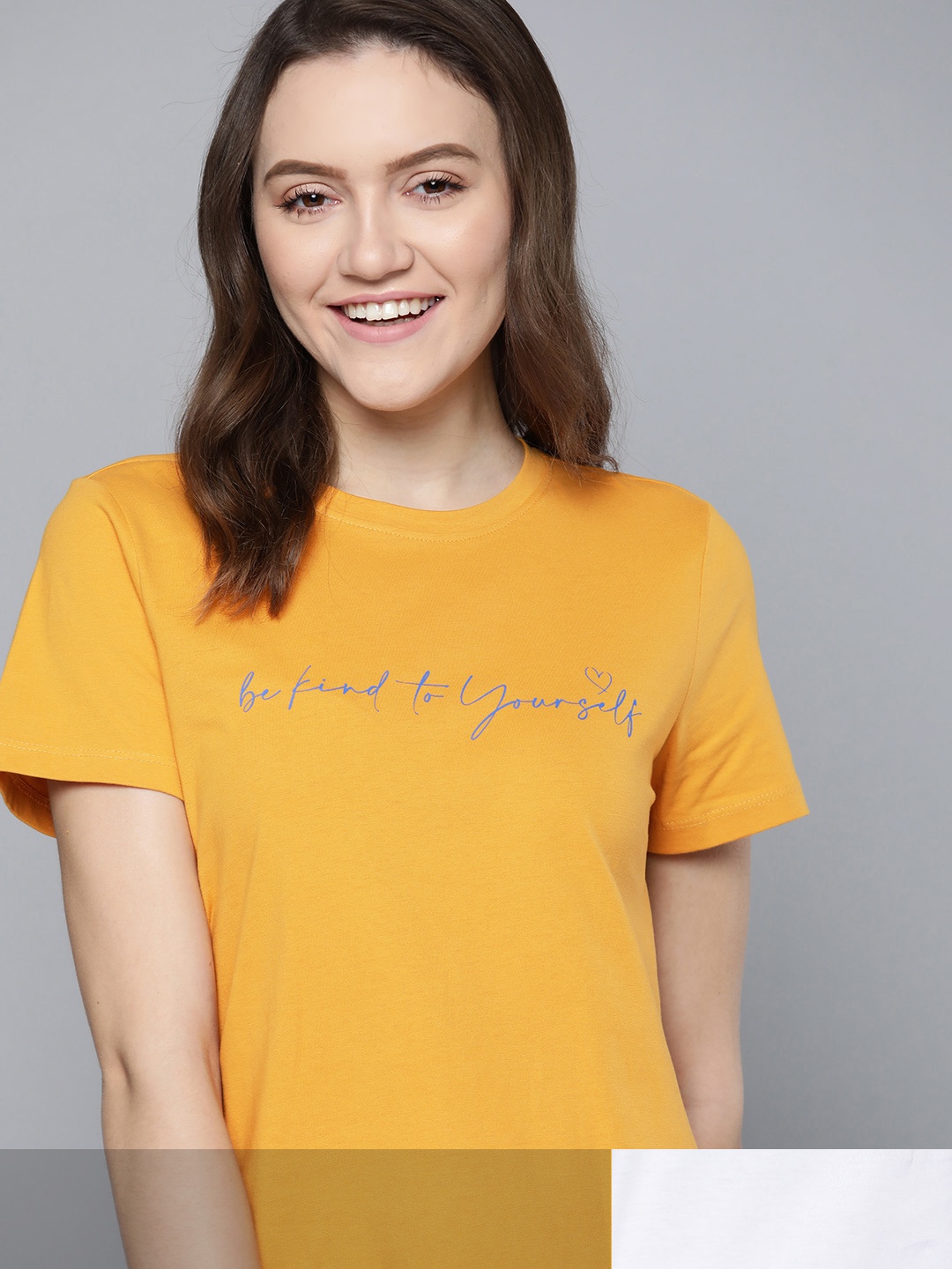 

Mast & Harbour Women Pack Of 2 Printed T-shirt, Mustard