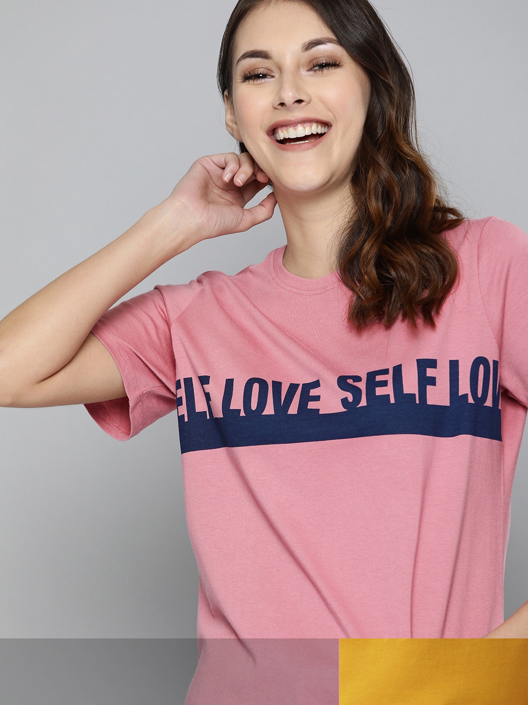 

Mast & Harbour Women Pink Typography Printed T-shirt