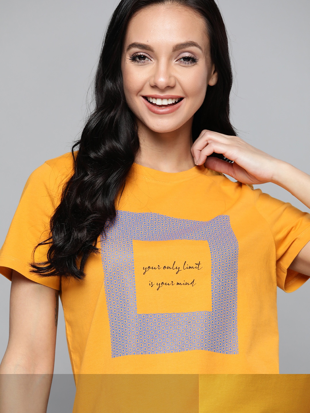 

Mast & Harbour Women Mustard Yellow 2 Printed T-shirt
