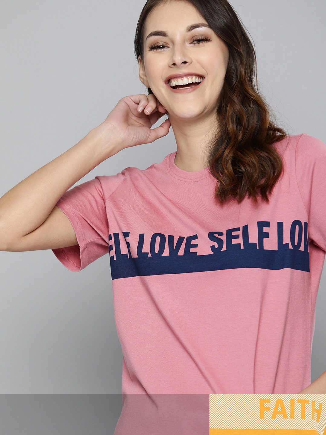 

Mast & Harbour Women Mustard Yellow Typography 2 Printed T-shirt
