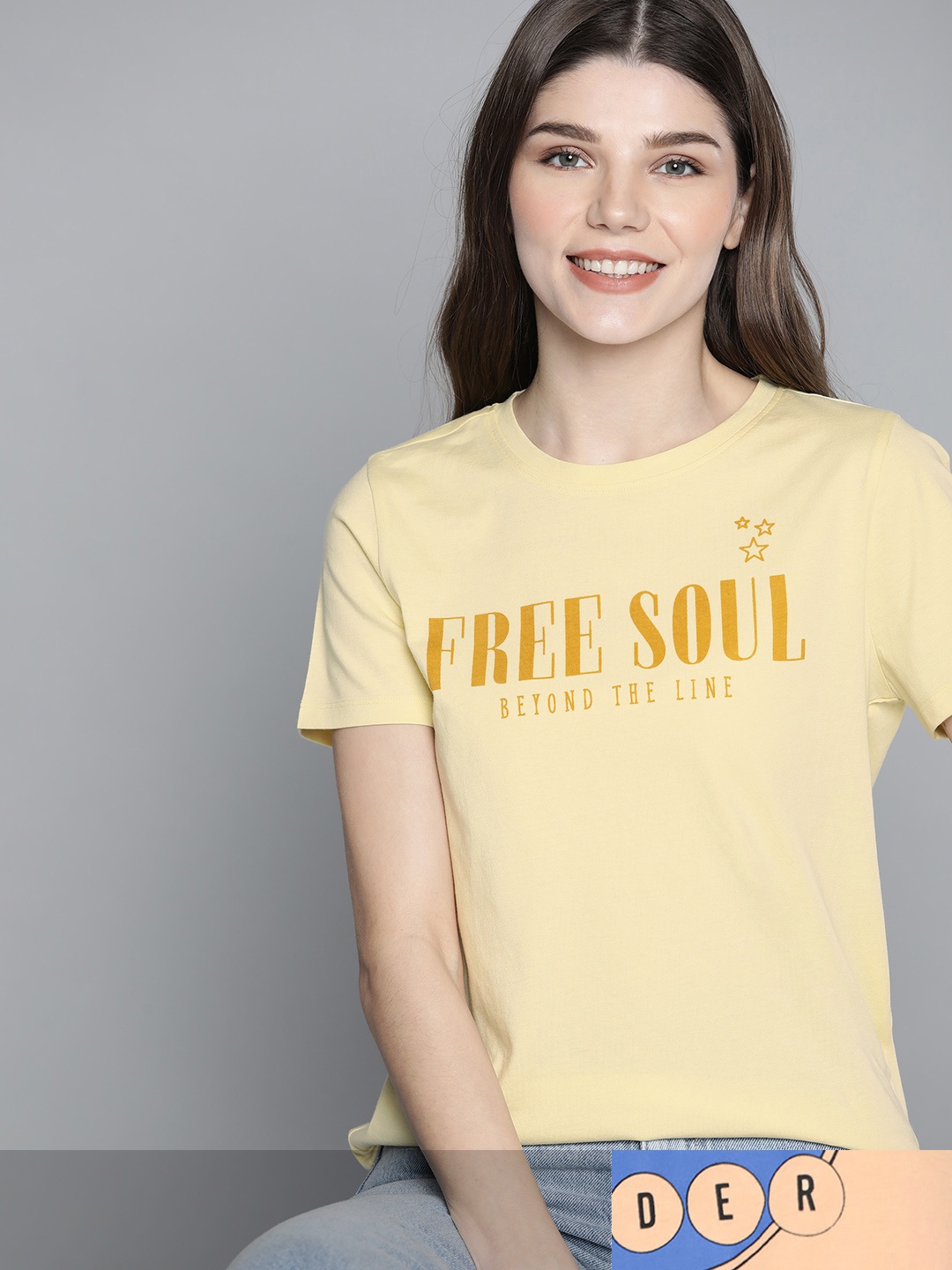 

Mast & Harbour Women Yellow Typography 2 Printed T-shirt
