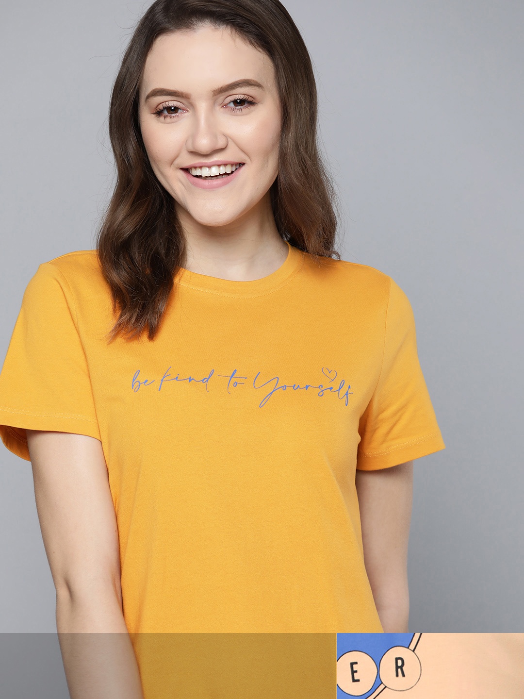 

Mast & Harbour Women Mustard Yellow Typography 2 Printed T-shirt