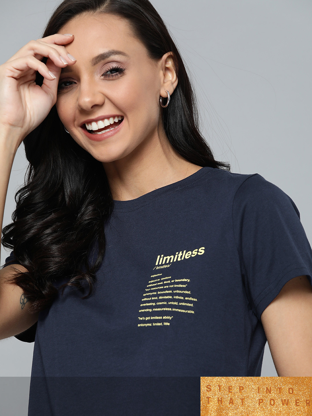 

Mast & Harbour Women Pack of 2 Typography Printed T-shirt, Navy blue