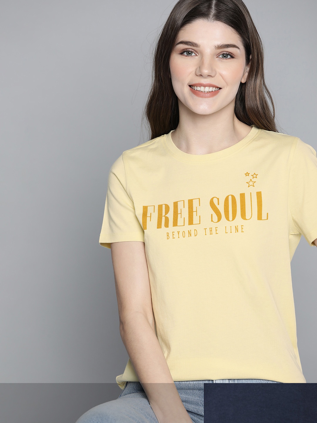 

Mast & Harbour Women Pack of 2 Printed Pure Cotton T-shirt, Yellow