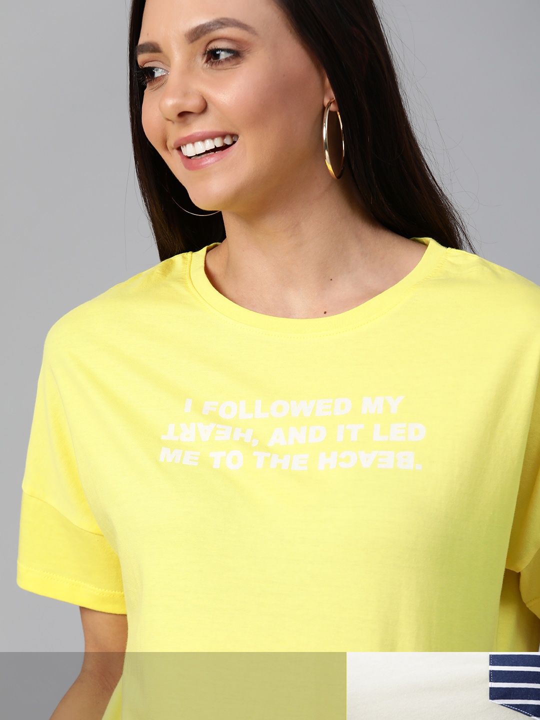 

Mast & Harbour Women Pack of 2 Cotton T-shirts, Yellow