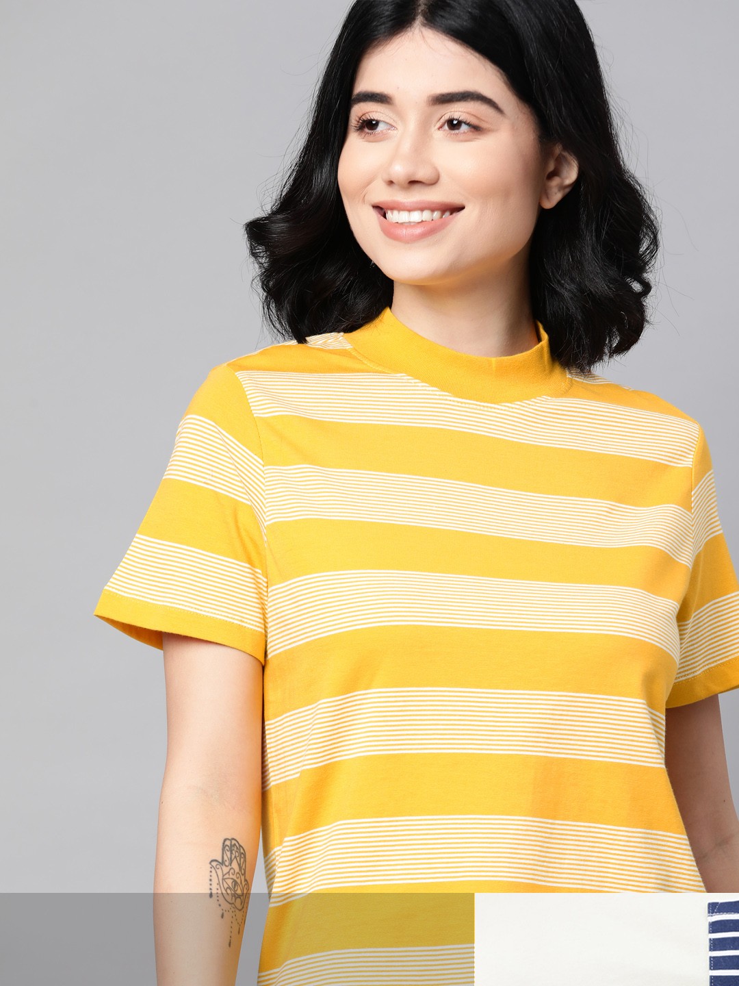 

Mast & Harbour Women Pack of 2 Cotton T-shirts, Yellow