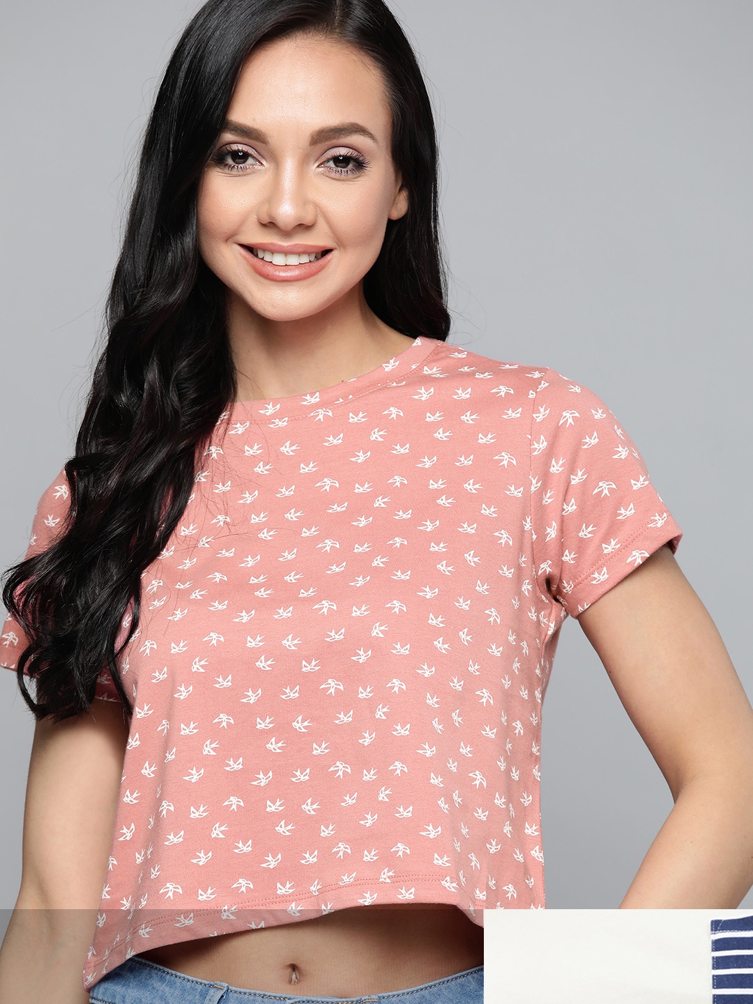 

Mast & Harbour Women Pack of 2 Cotton T-shirts, Peach