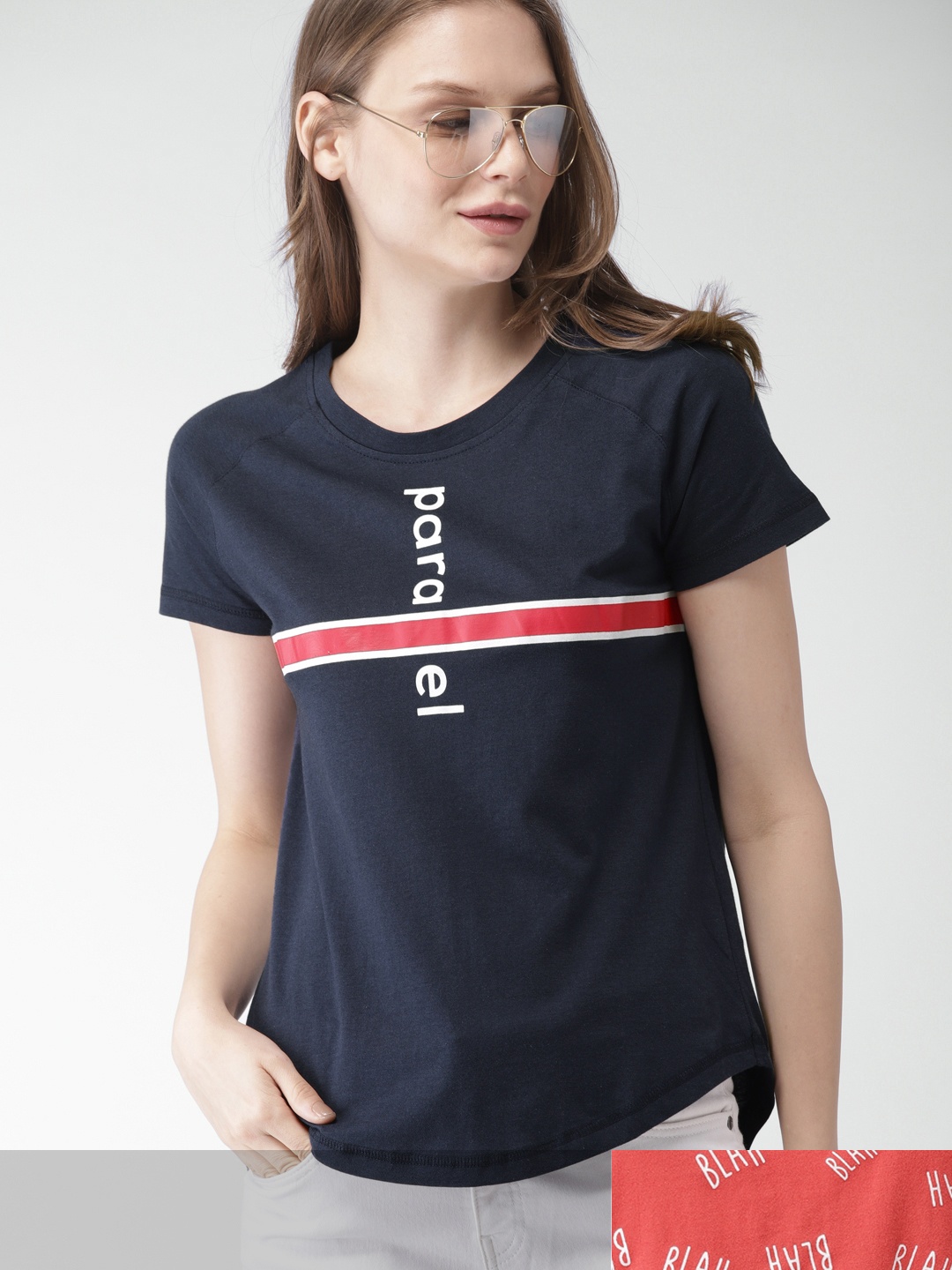 

Mast & Harbour Women Pack of 2 Printed Cotton Regular Fit T-shirts, Red