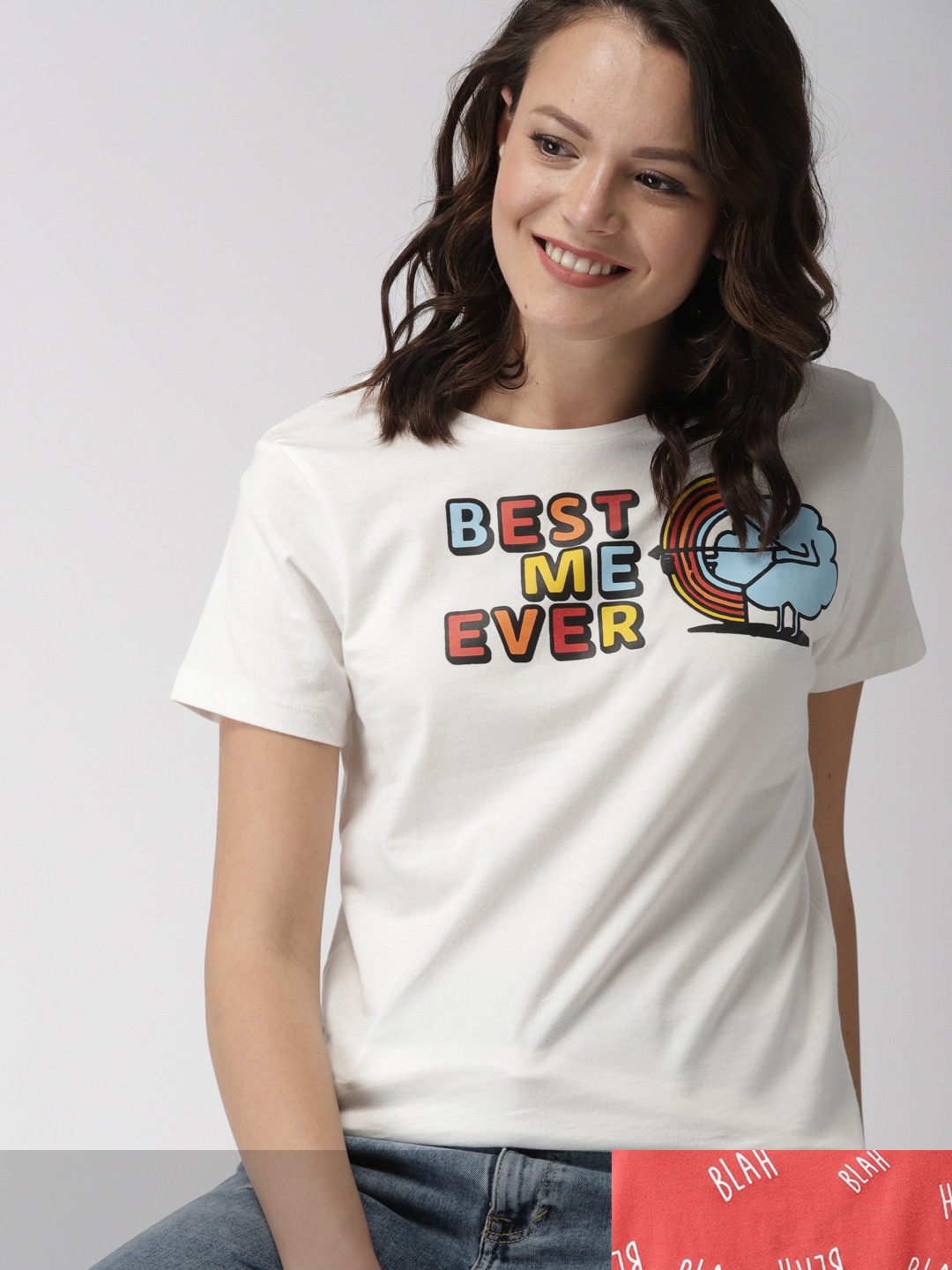 

Mast & Harbour Women Pack of 2 Printed Cotton T-shirts, White