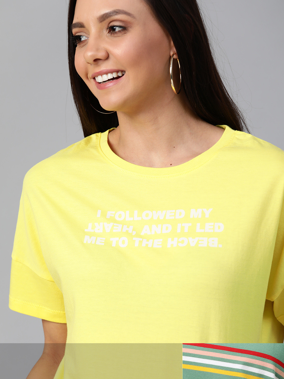 

Mast & Harbour Women Pack of 2 Printed Cotton T-shirts, Yellow