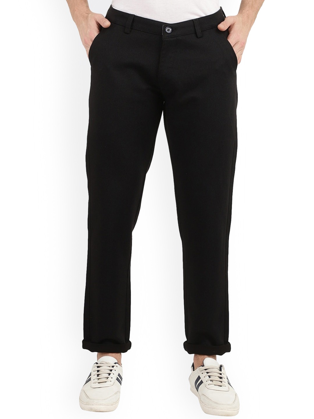 

V-Mart Men Turquoise Blue Slim Fit Easy Wash Trousers