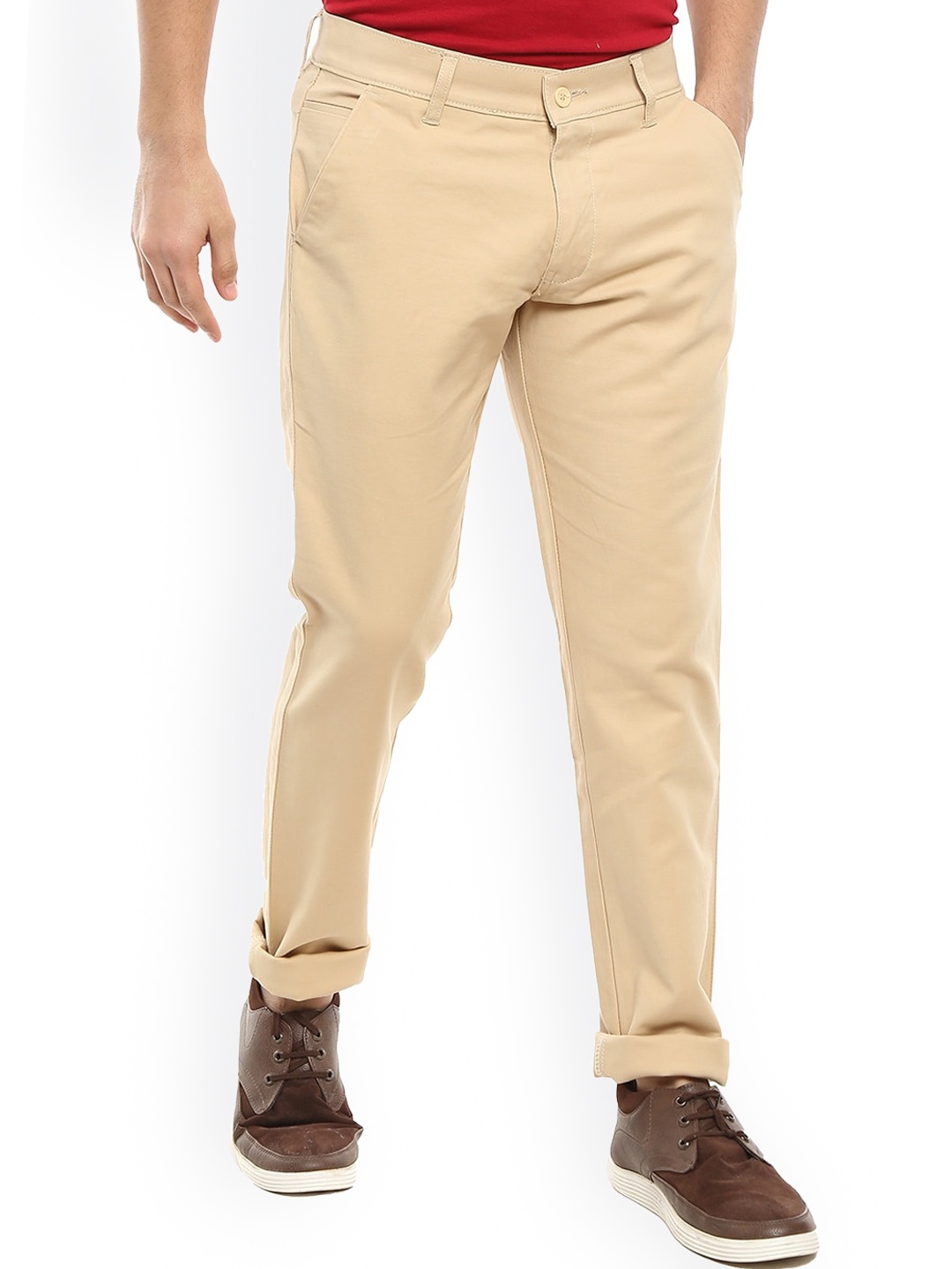 

V-Mart Men Beige Slim Fit Easy Wash Chinos Trousers