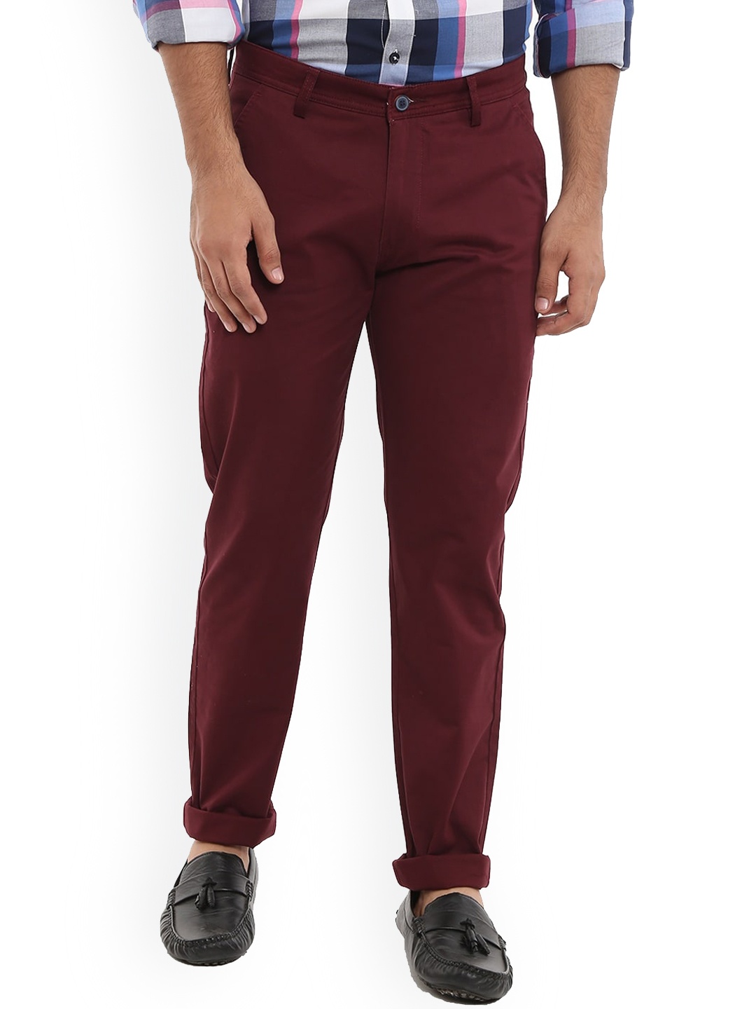 

V-Mart Men Maroon Slim Fit Easy Wash Cotton Chinos Trousers