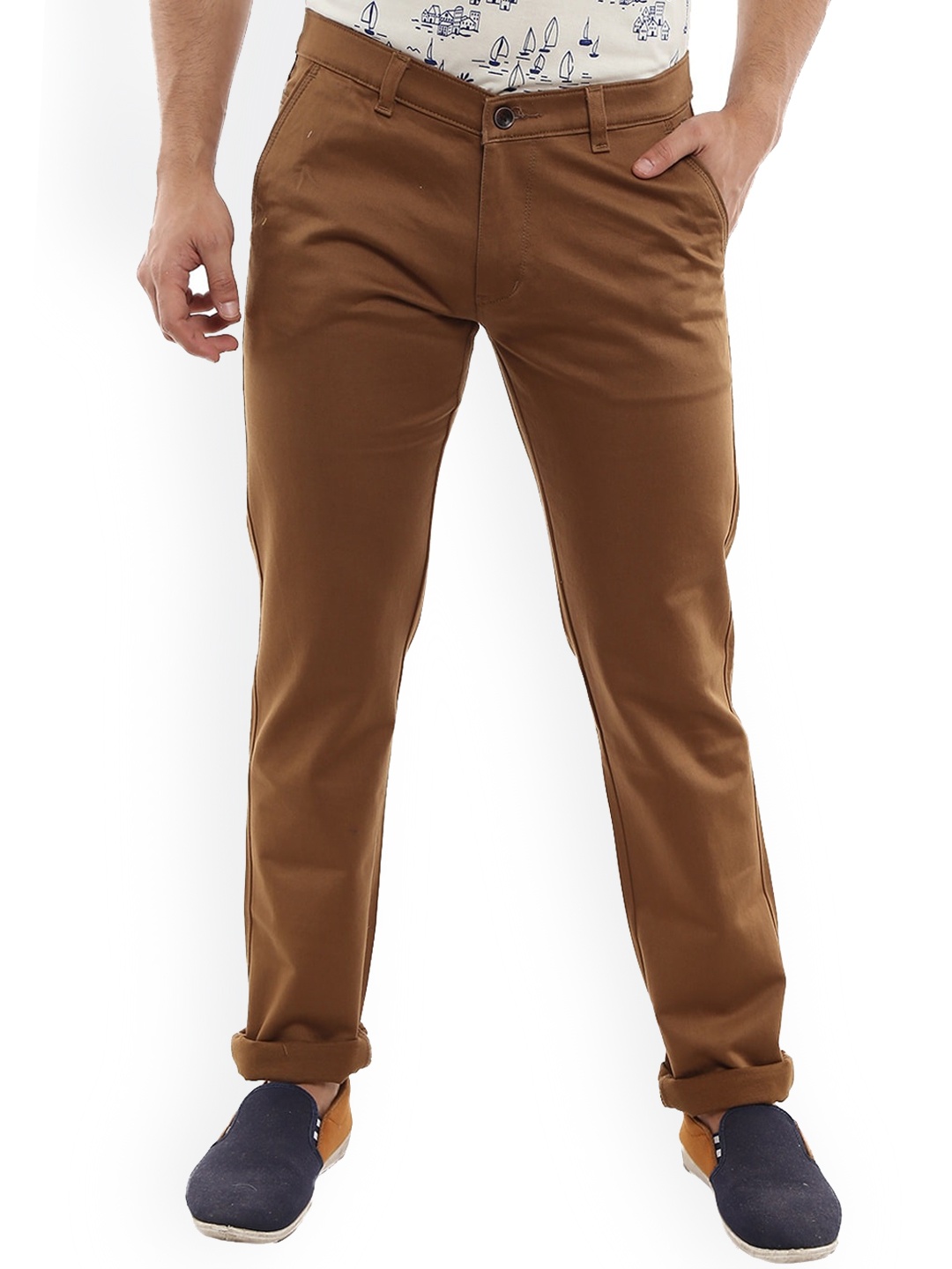 

V-Mart Men Khaki Slim Fit Easy Wash Chinos Trousers