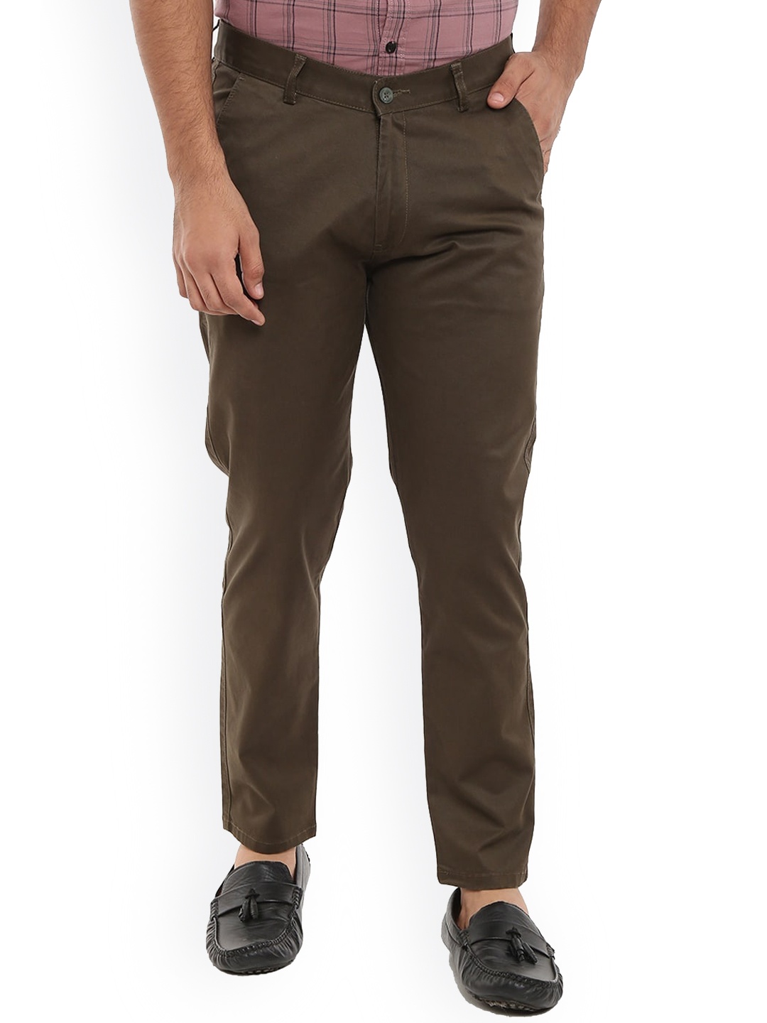 

V-Mart Men Olive Green Easy Wash Chinos Trousers